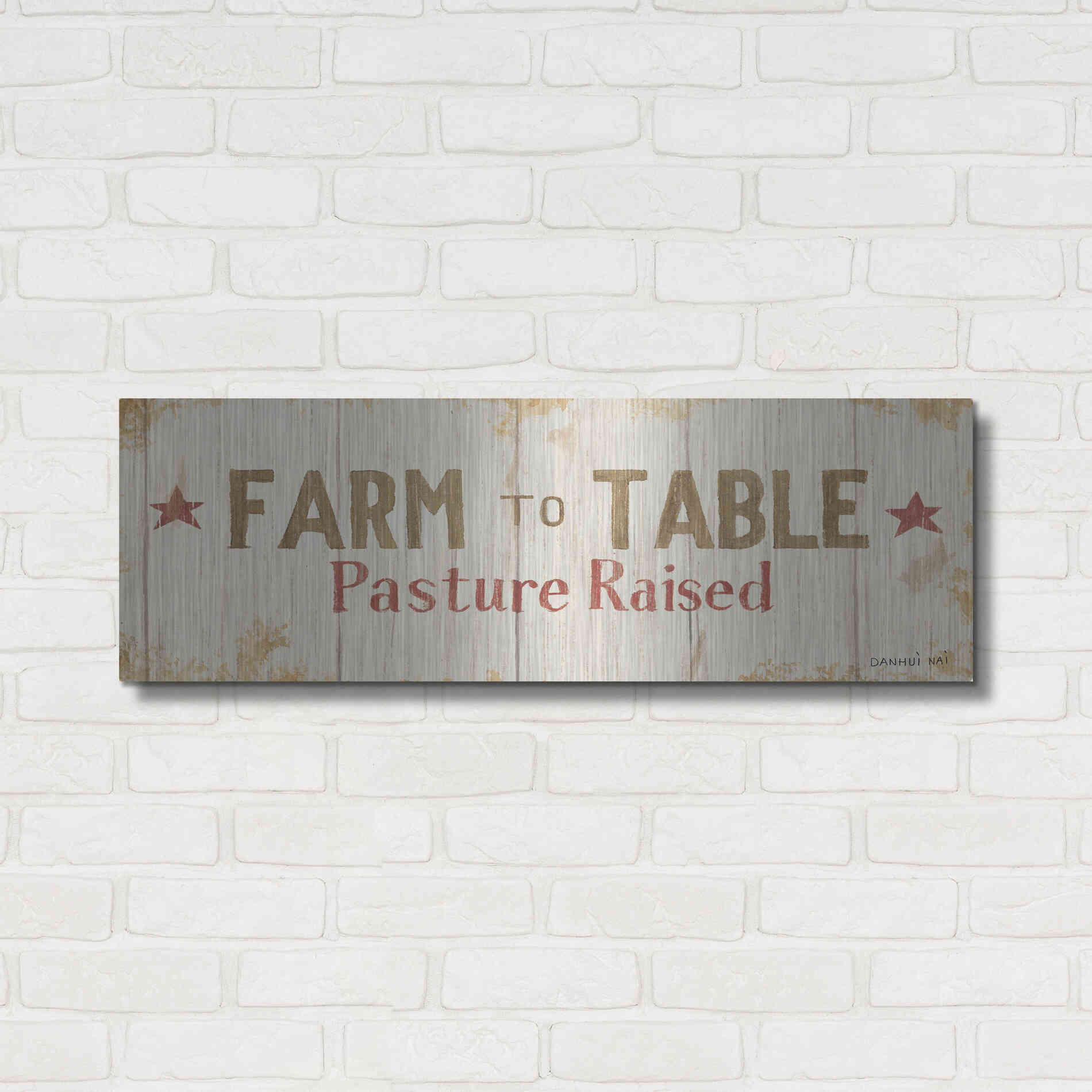 Luxe Metal Art 'Farm Patchwork XIV' by Danhui Nai, Metal Wall Art,36x12