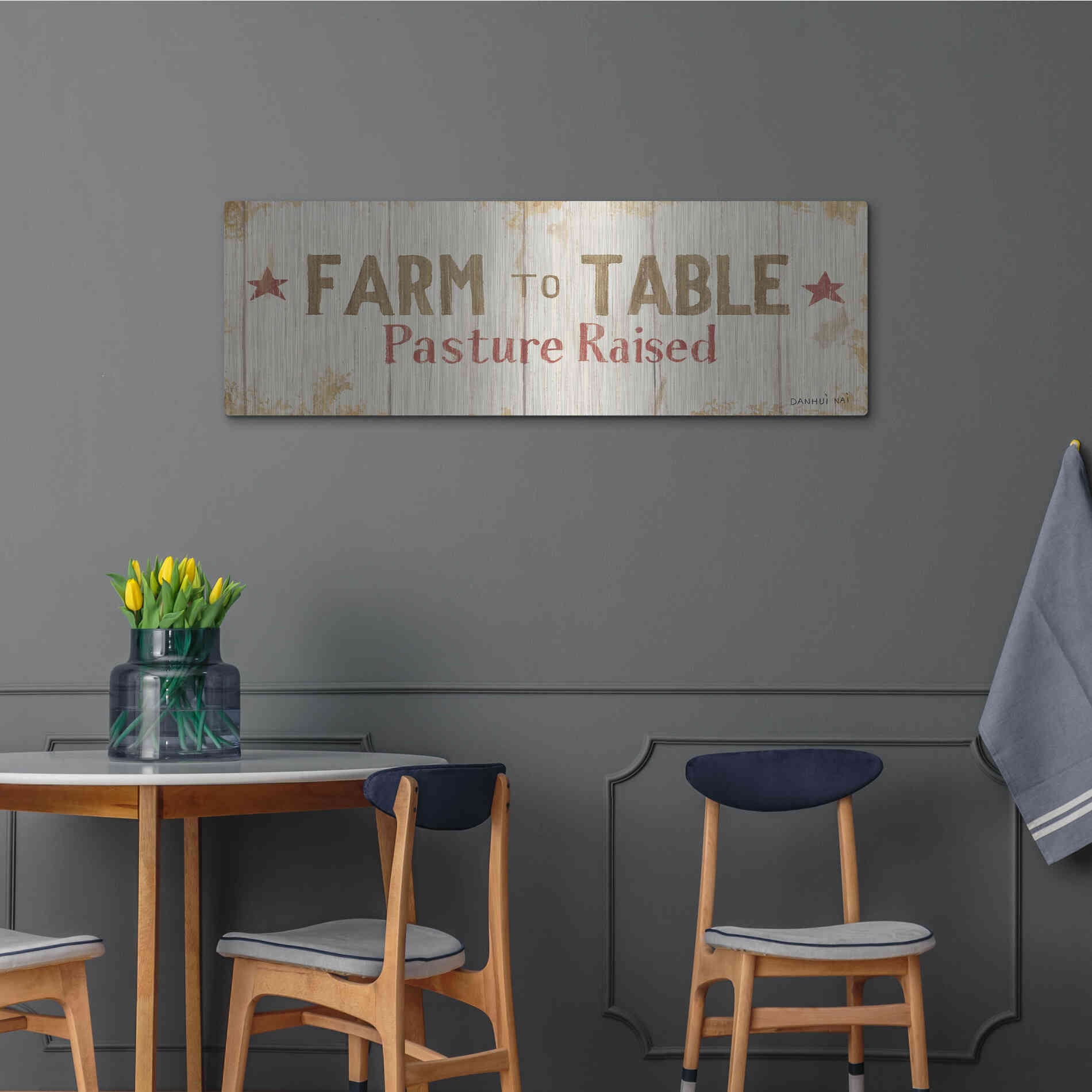 Luxe Metal Art 'Farm Patchwork XIV' by Danhui Nai, Metal Wall Art,48x16