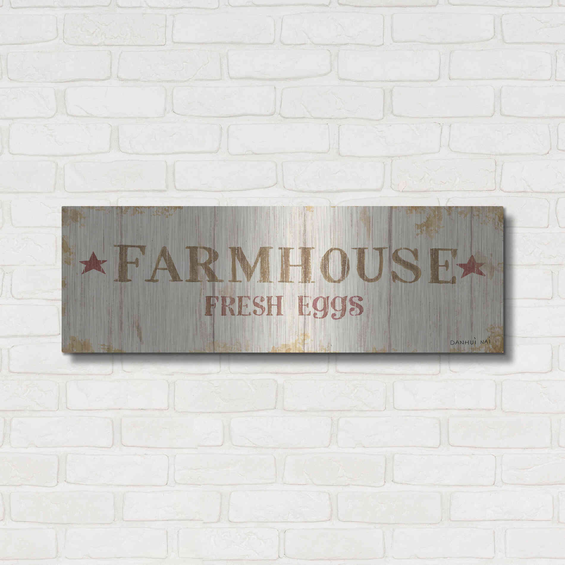 Luxe Metal Art 'Farm Patchwork XVI' by Danhui Nai, Metal Wall Art,36x12