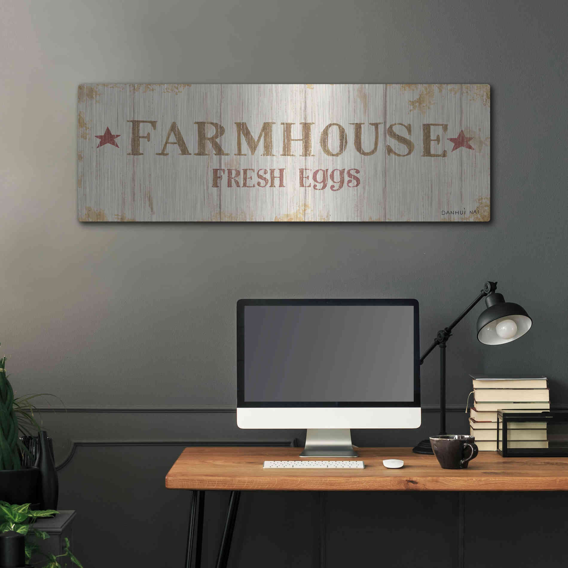 Luxe Metal Art 'Farm Patchwork XVI' by Danhui Nai, Metal Wall Art,48x16
