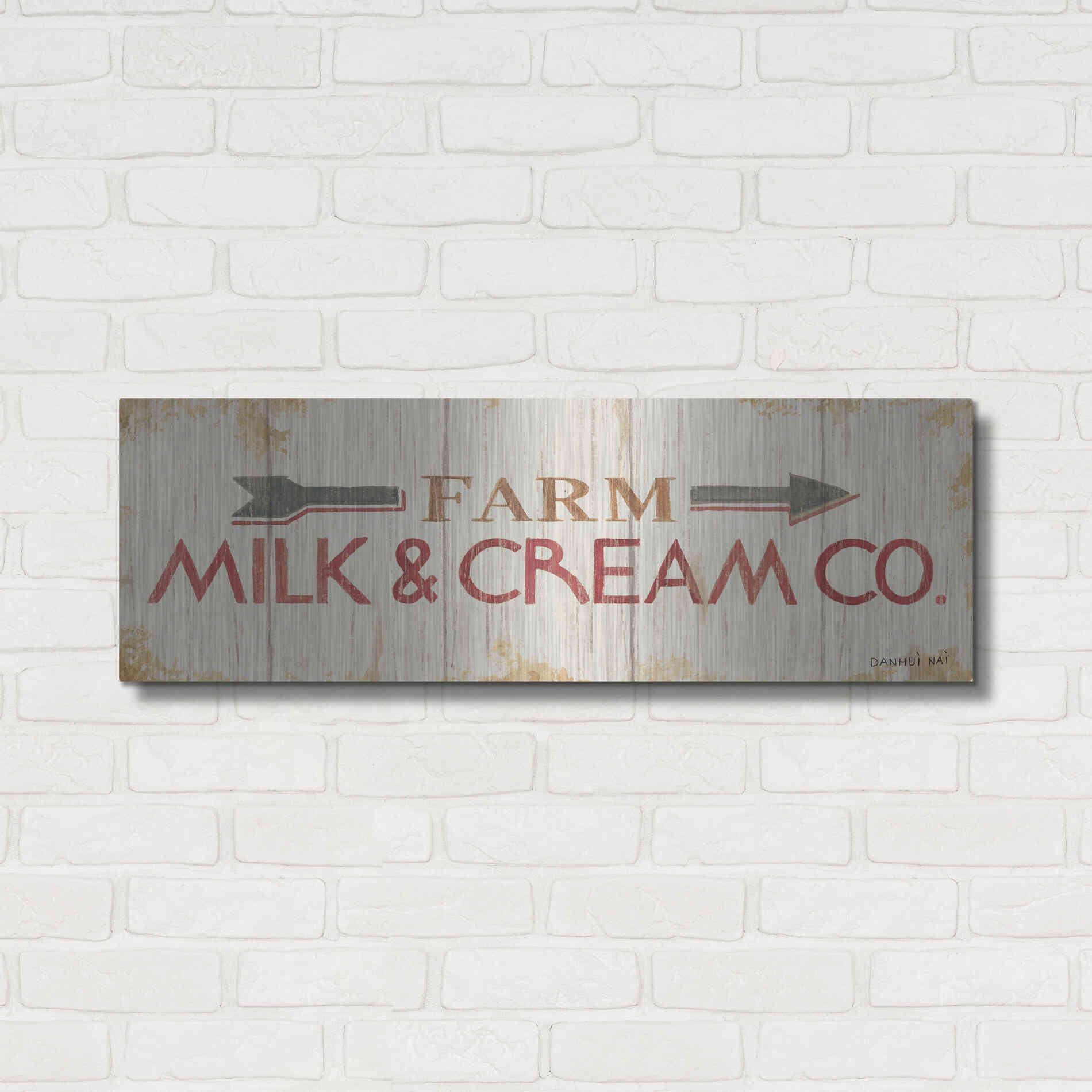 Luxe Metal Art 'Farm Patchwork XIII' by Danhui Nai, Metal Wall Art,36x12