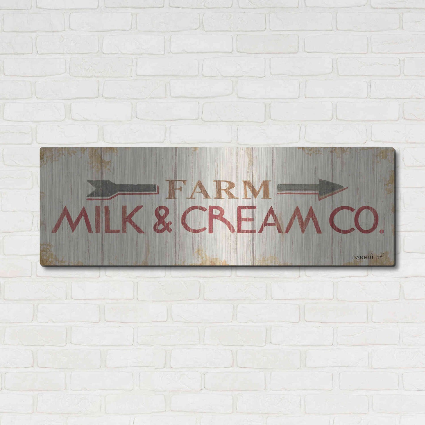 Luxe Metal Art 'Farm Patchwork XIII' by Danhui Nai, Metal Wall Art,48x16