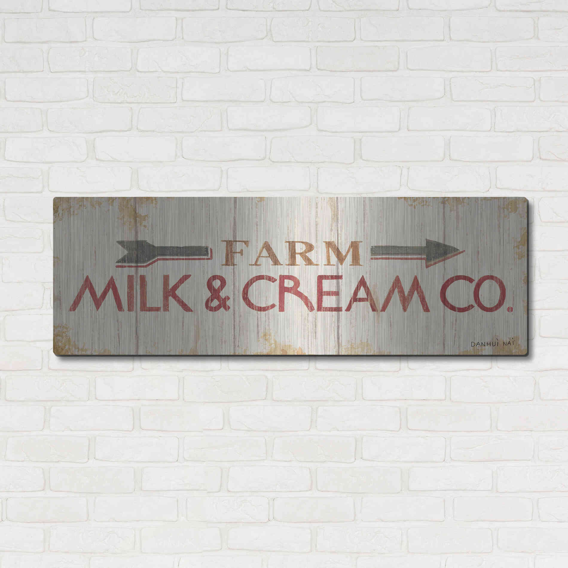 Luxe Metal Art 'Farm Patchwork XIII' by Danhui Nai, Metal Wall Art,48x16