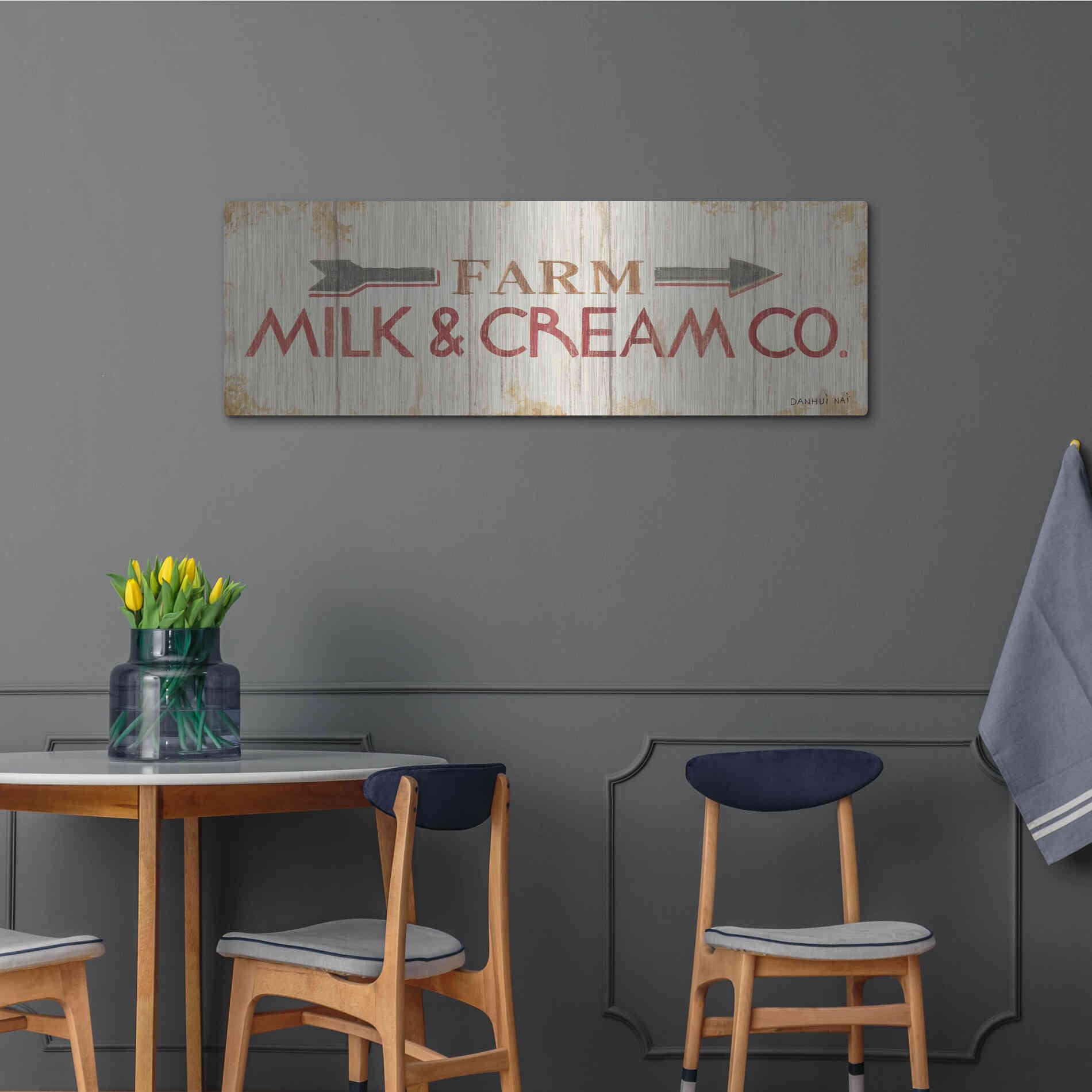 Luxe Metal Art 'Farm Patchwork XIII' by Danhui Nai, Metal Wall Art,48x16