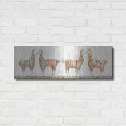 Luxe Metal Art 'Festive Llama V' by Danhui Nai, Metal Wall Art,36x12