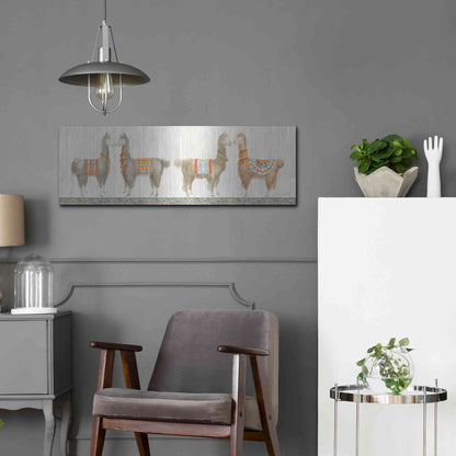 Luxe Metal Art 'Festive Llama V' by Danhui Nai, Metal Wall Art,36x12