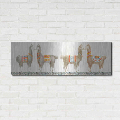 Luxe Metal Art 'Festive Llama V' by Danhui Nai, Metal Wall Art,48x16