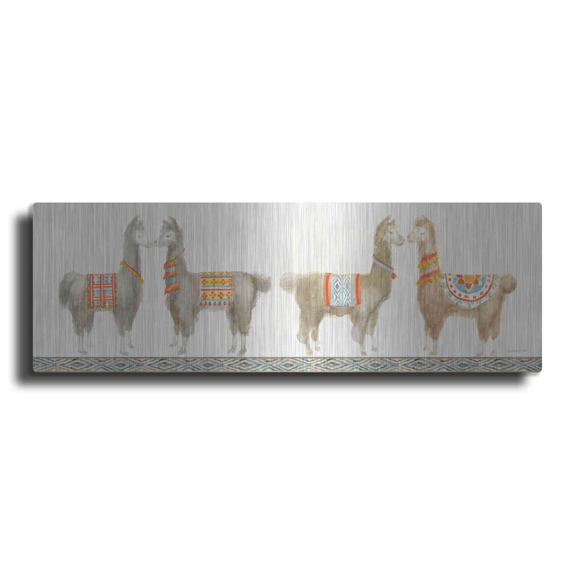 Luxe Metal Art 'Festive Llama V' by Danhui Nai, Metal Wall Art