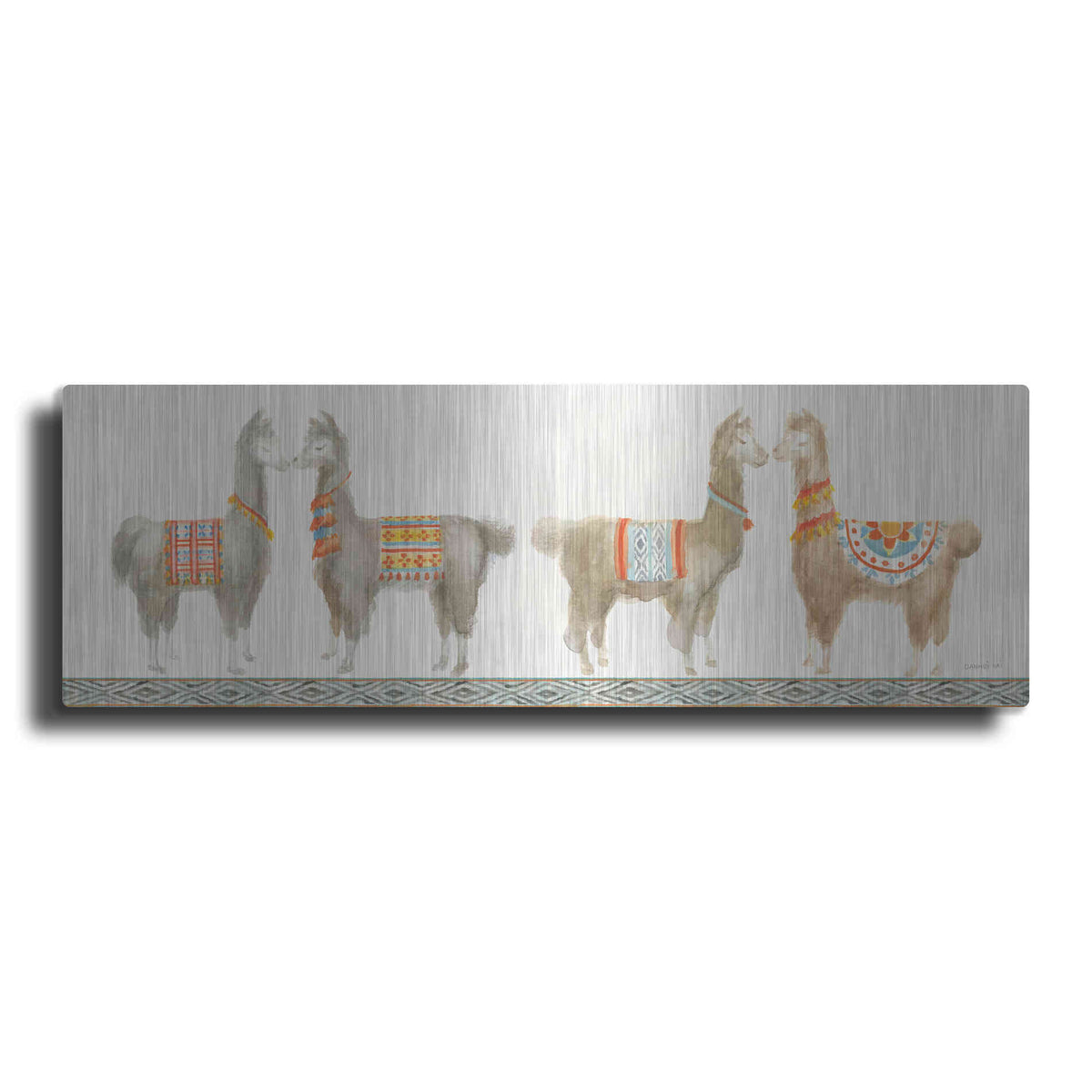 Luxe Metal Art 'Festive Llama V' by Danhui Nai, Metal Wall Art