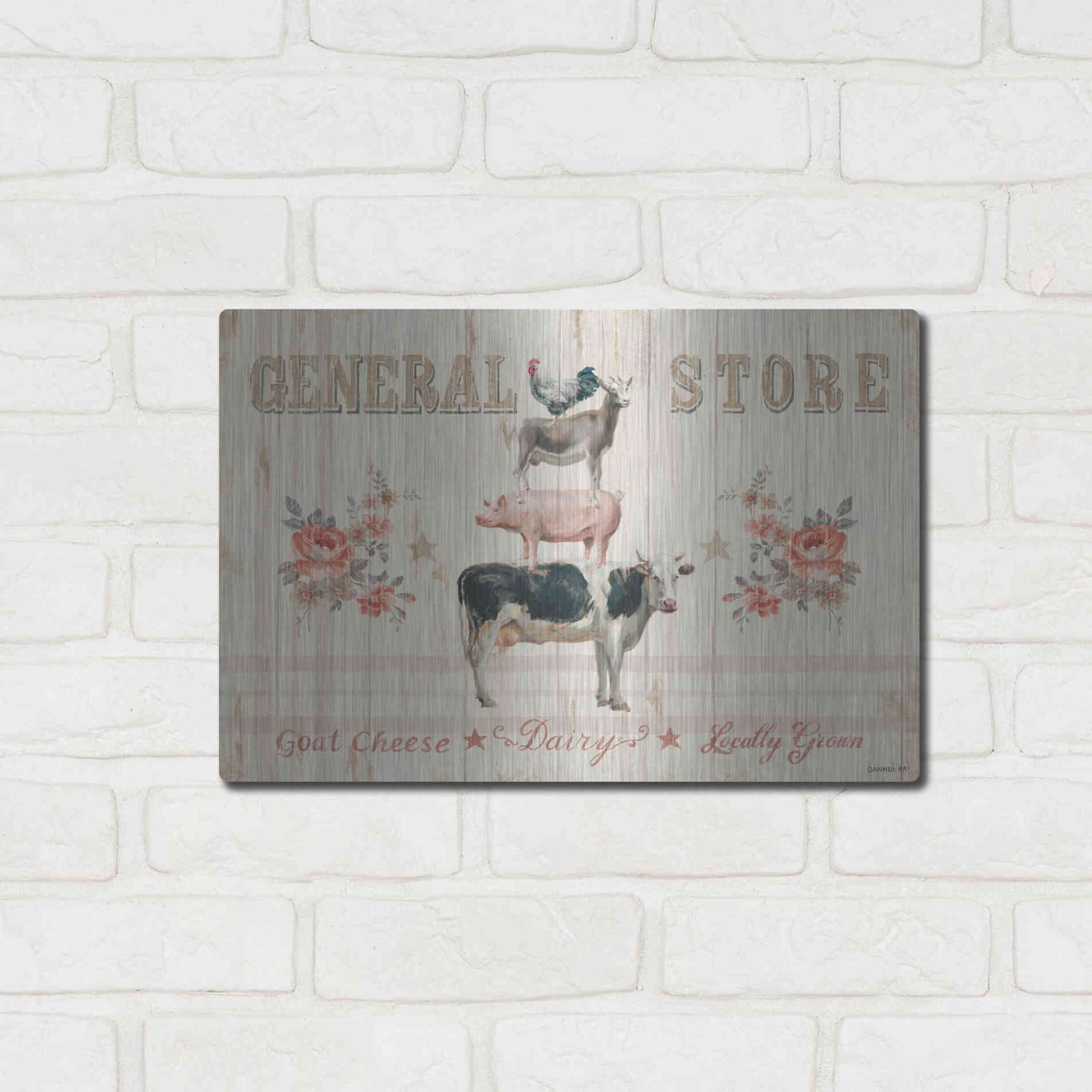 Luxe Metal Art 'Farm Patchwork I' by Danhui Nai, Metal Wall Art,16x12