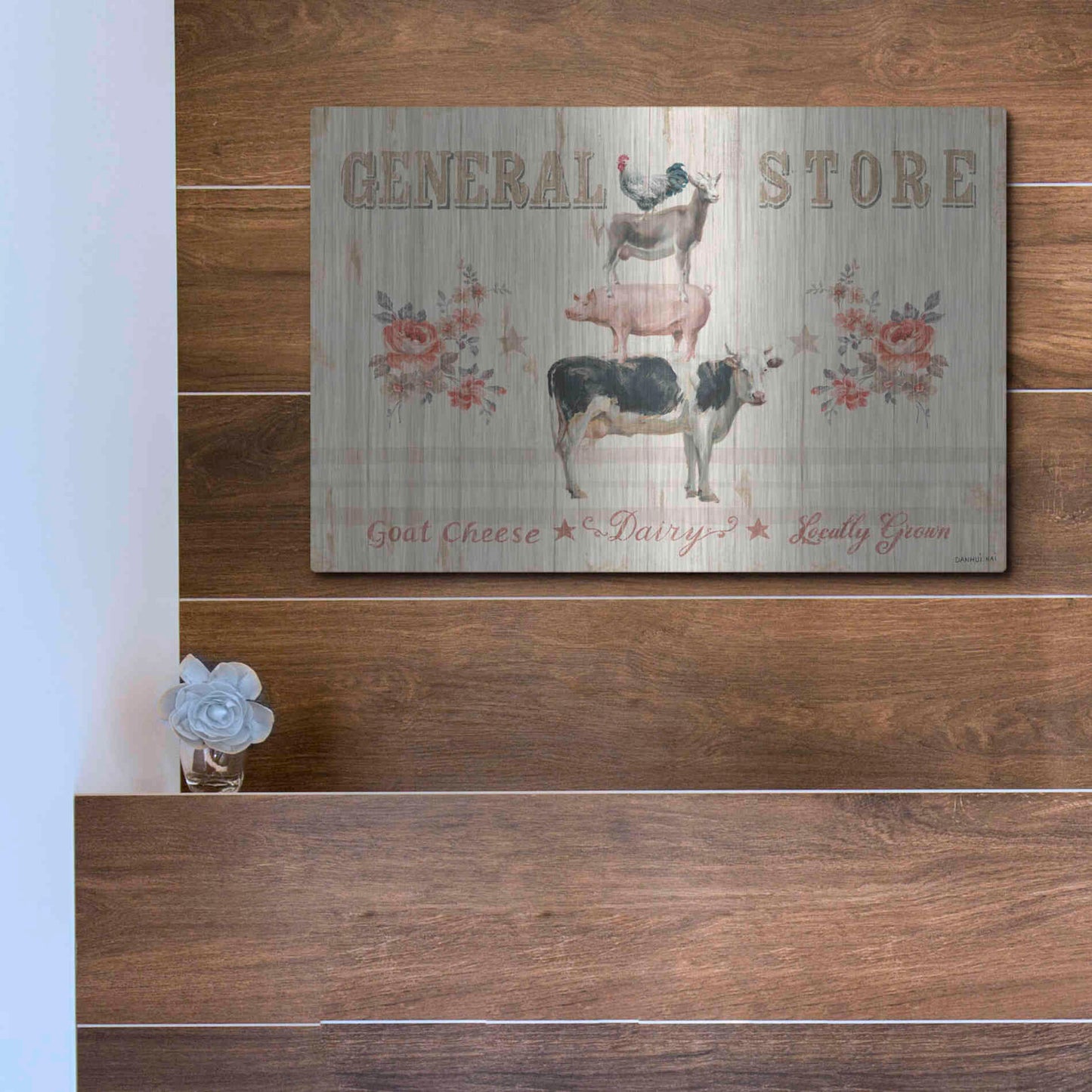 Luxe Metal Art 'Farm Patchwork I' by Danhui Nai, Metal Wall Art,16x12