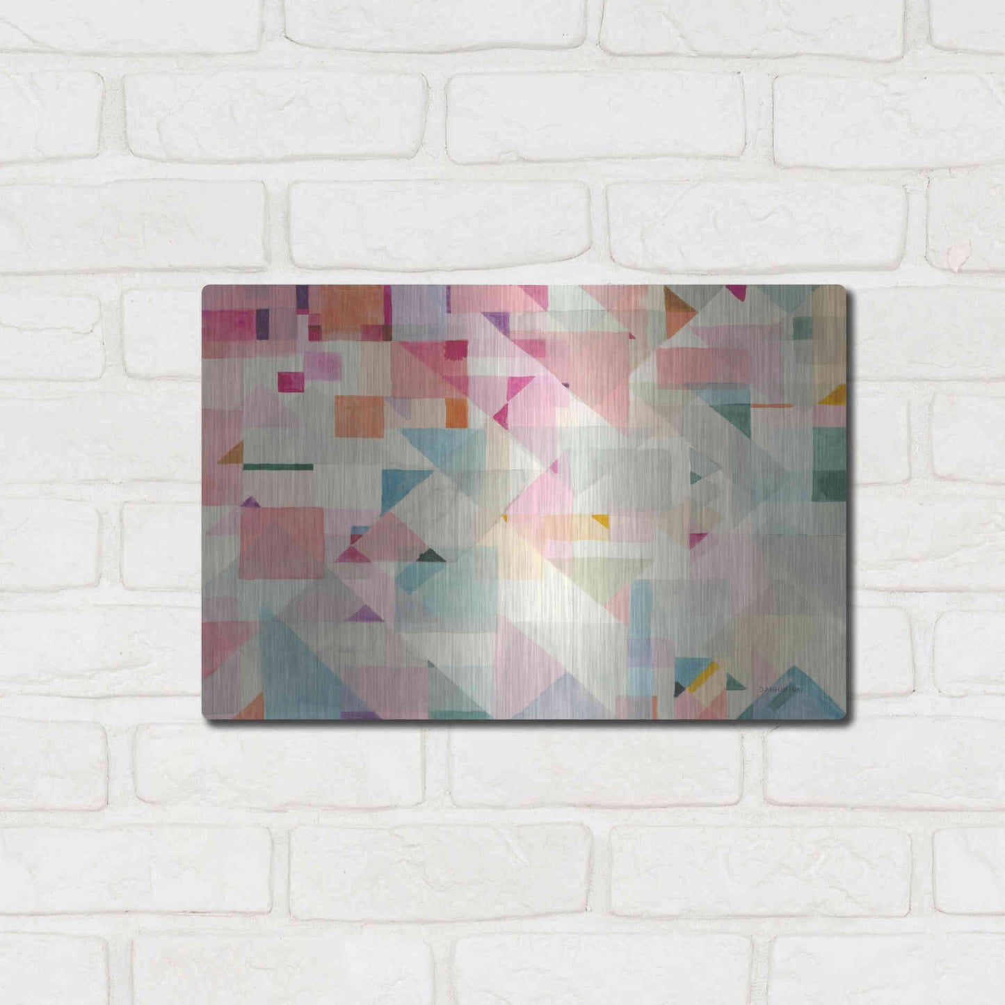 Luxe Metal Art 'Try Angles II' by Danhui Nai, Metal Wall Art,16x12