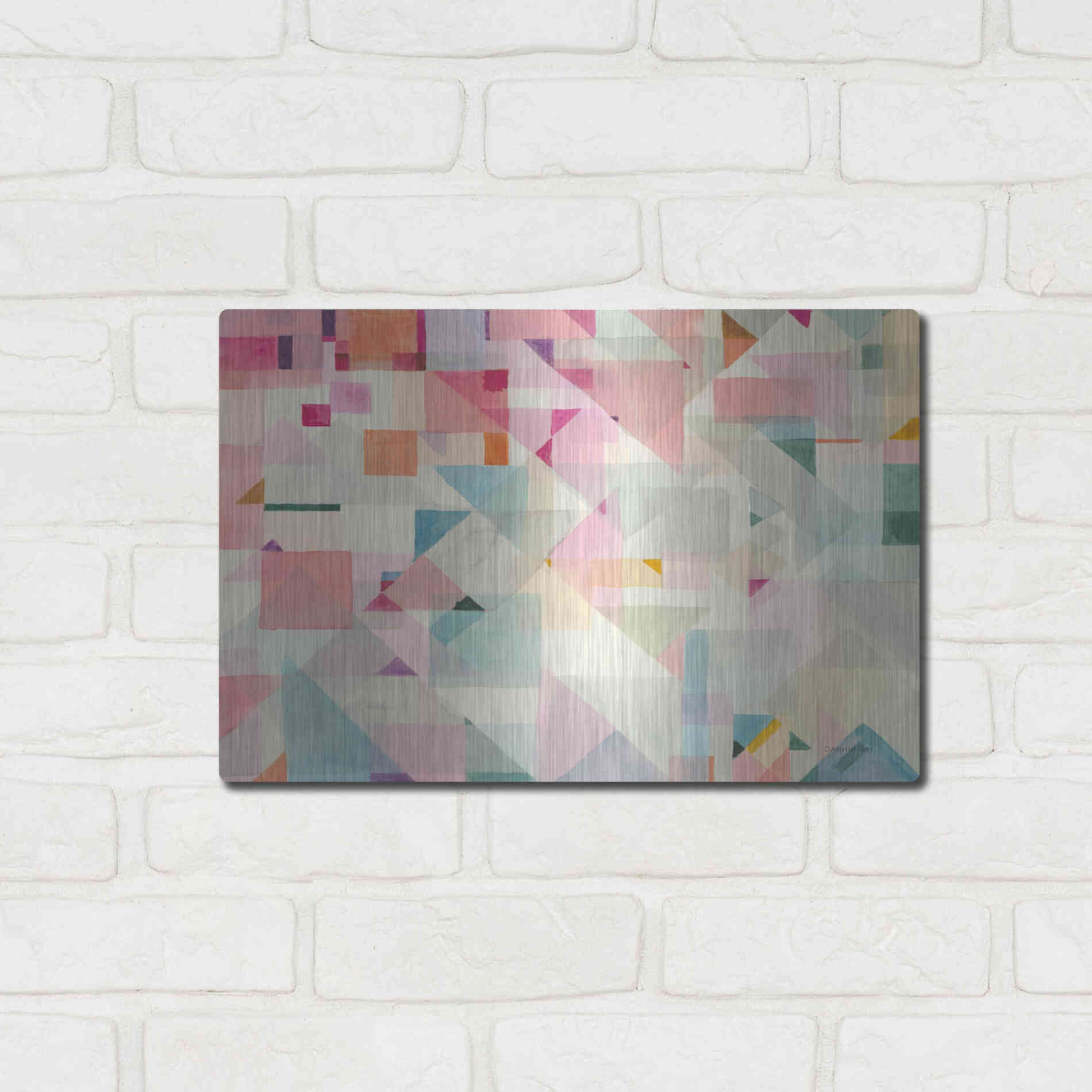 Luxe Metal Art 'Try Angles II' by Danhui Nai, Metal Wall Art,16x12