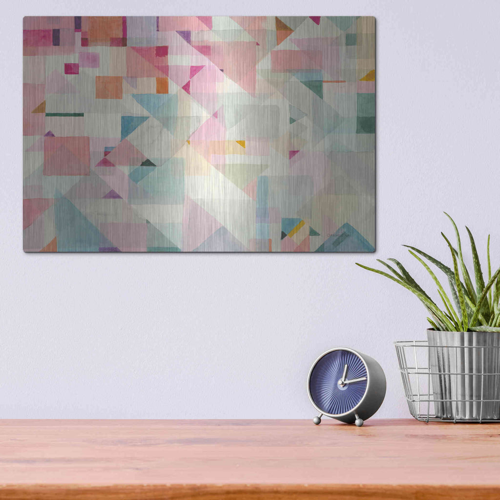 Luxe Metal Art 'Try Angles II' by Danhui Nai, Metal Wall Art,16x12
