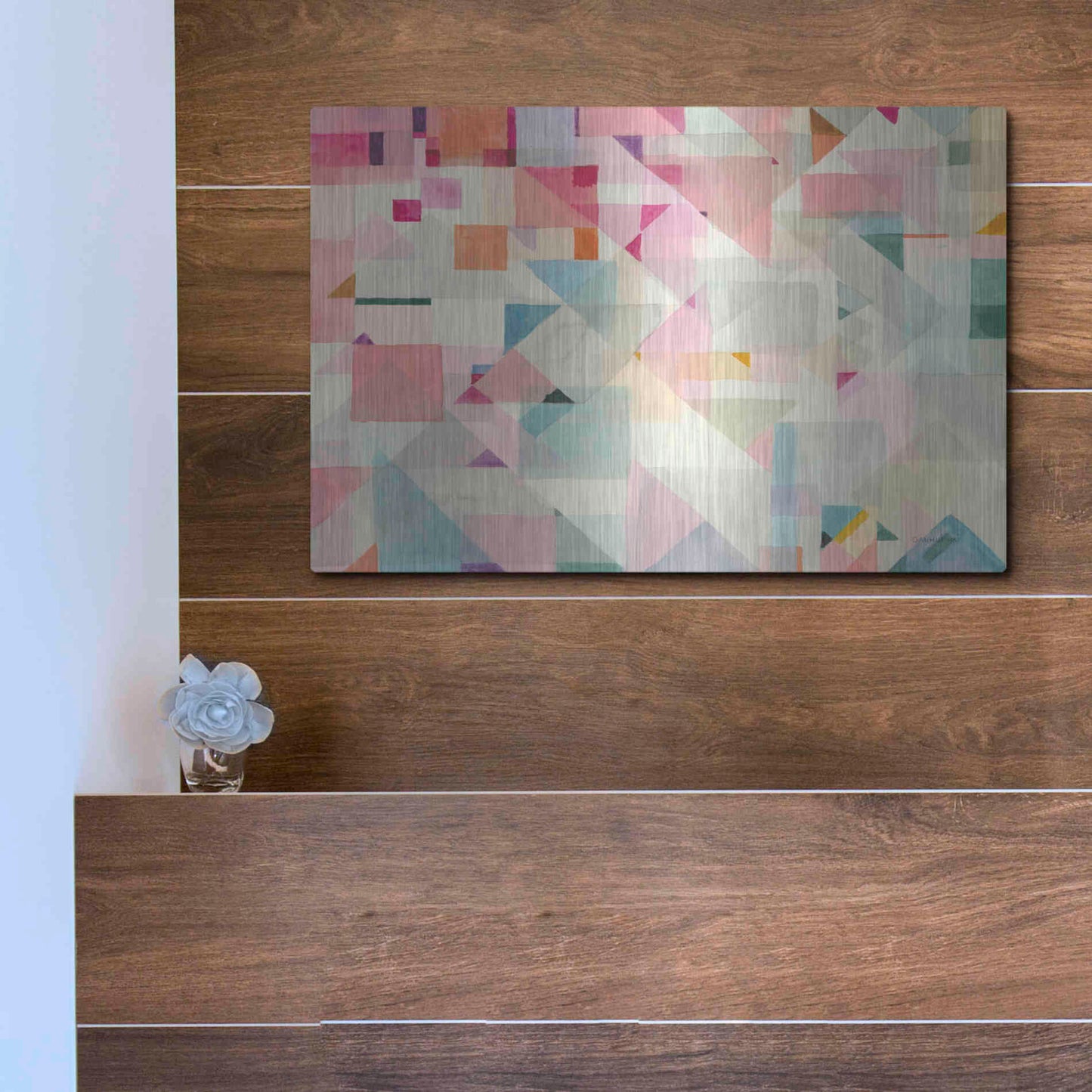 Luxe Metal Art 'Try Angles II' by Danhui Nai, Metal Wall Art,16x12