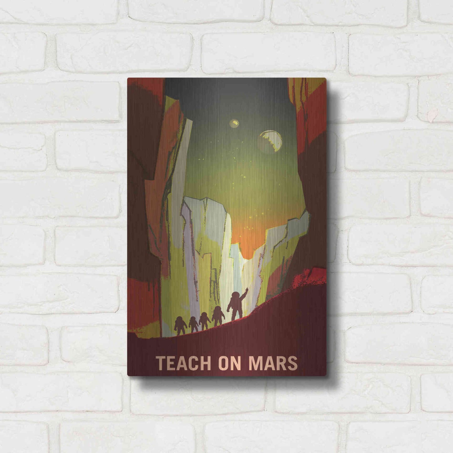 Luxe Metal Art 'Mars Explorer Series: Teach on Mars' Space Metal Wall Art,12x16