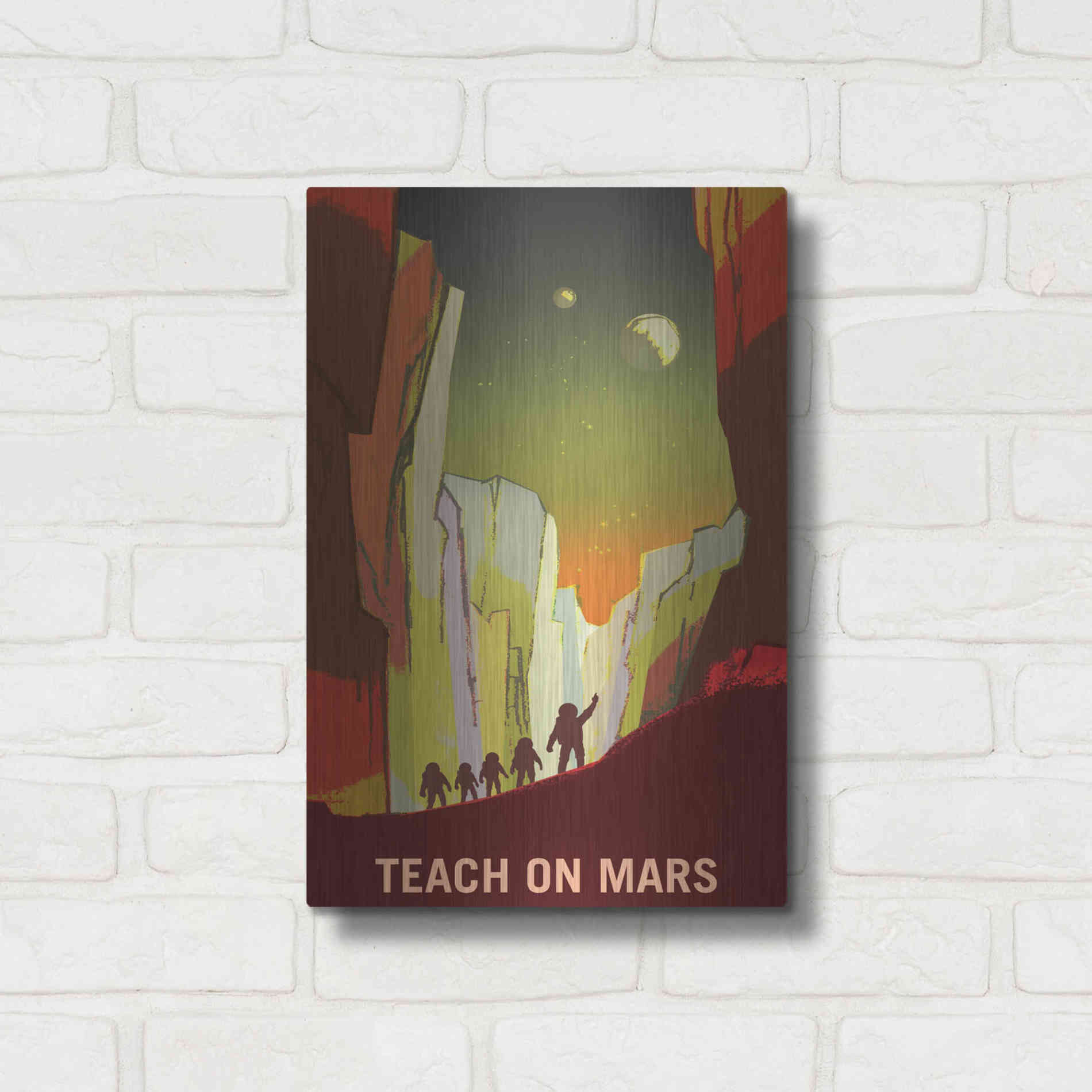 Luxe Metal Art 'Mars Explorer Series: Teach on Mars' Space Metal Wall Art,12x16