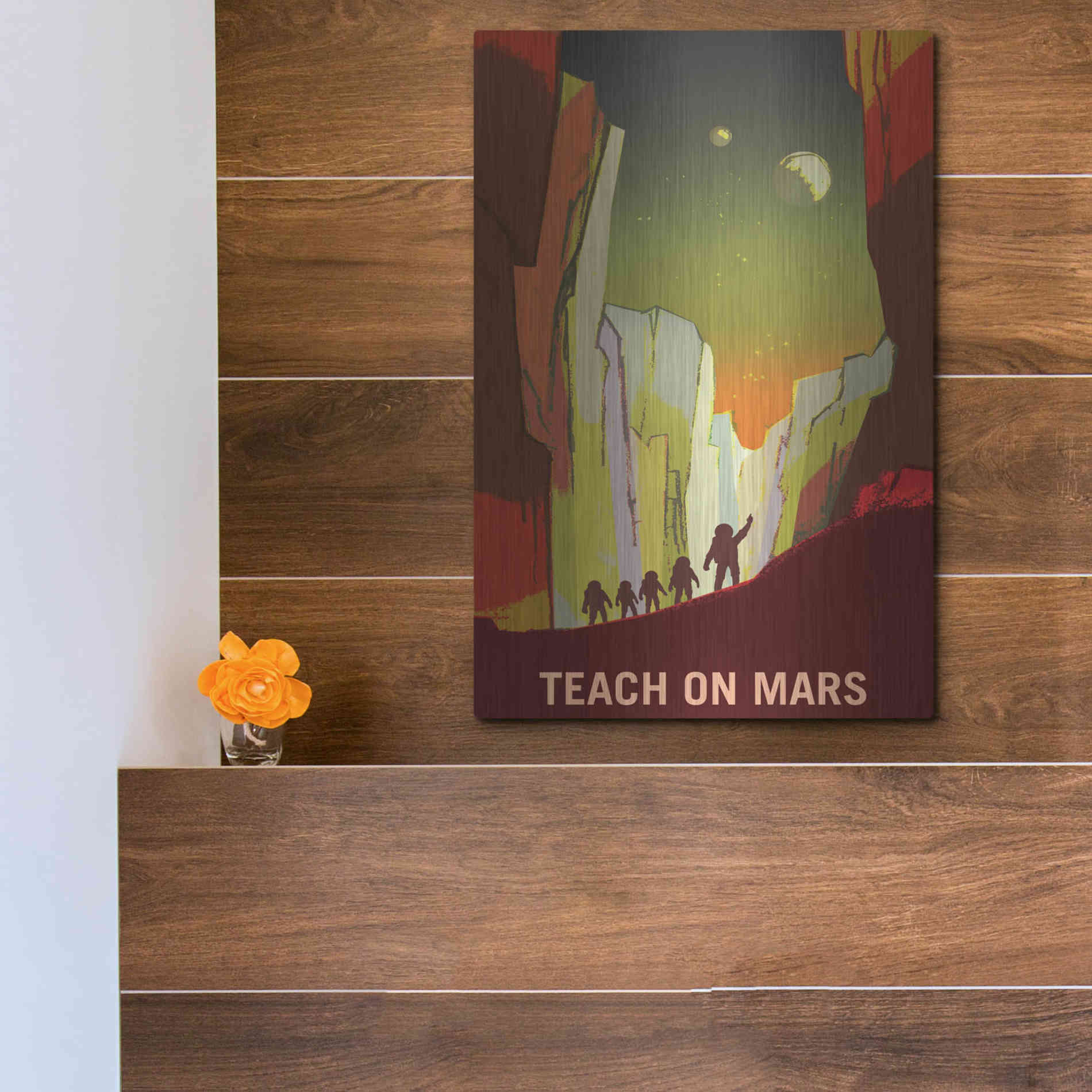 Luxe Metal Art 'Mars Explorer Series: Teach on Mars' Space Metal Wall Art,12x16
