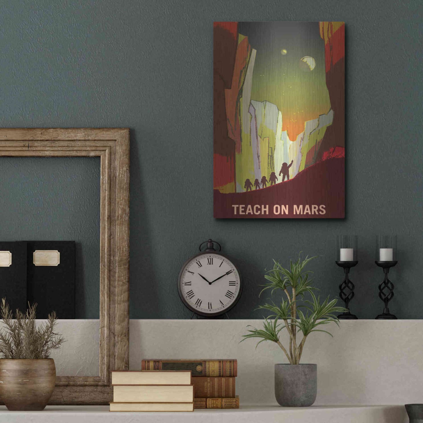 Luxe Metal Art 'Mars Explorer Series: Teach on Mars' Space Metal Wall Art,12x16