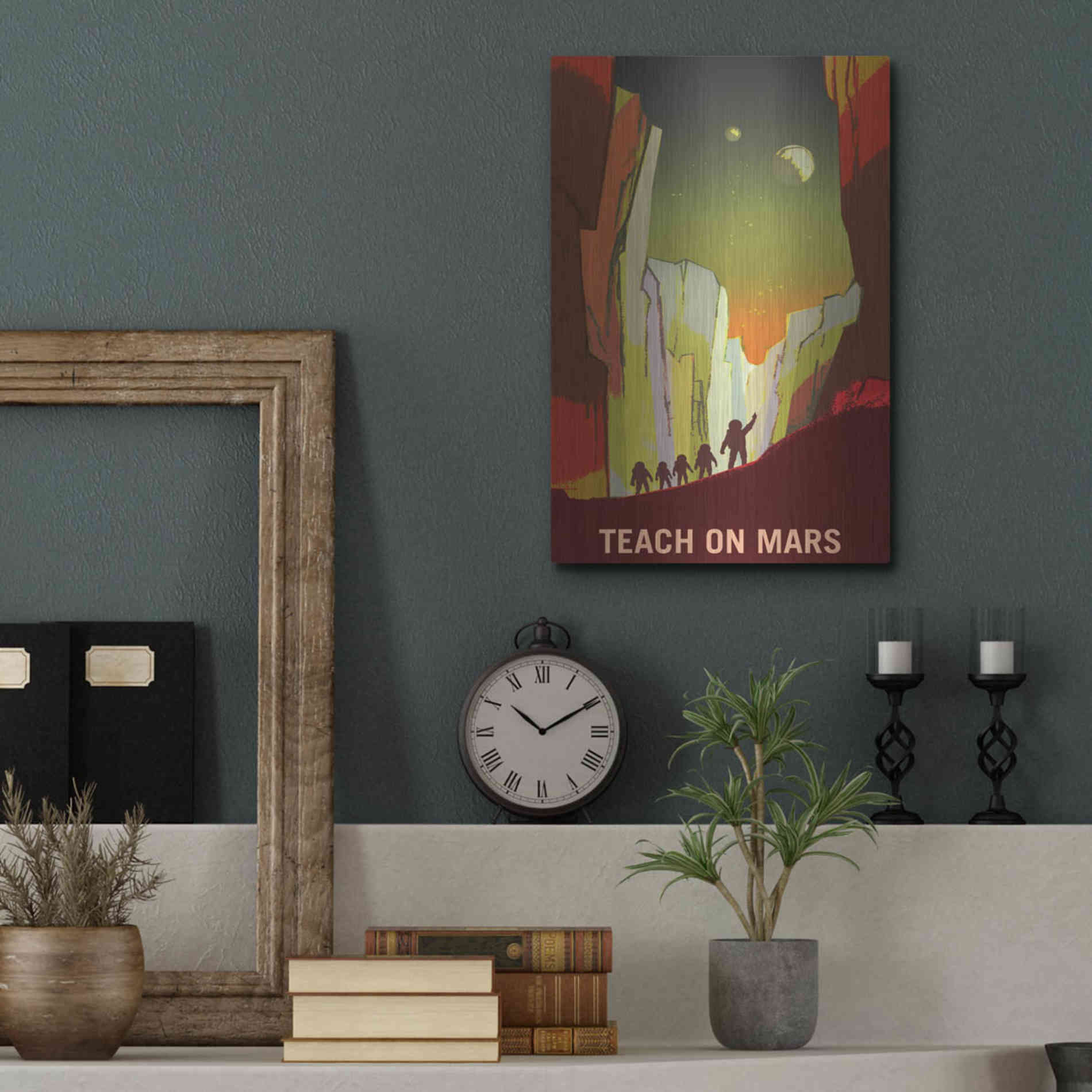 Luxe Metal Art 'Mars Explorer Series: Teach on Mars' Space Metal Wall Art,12x16