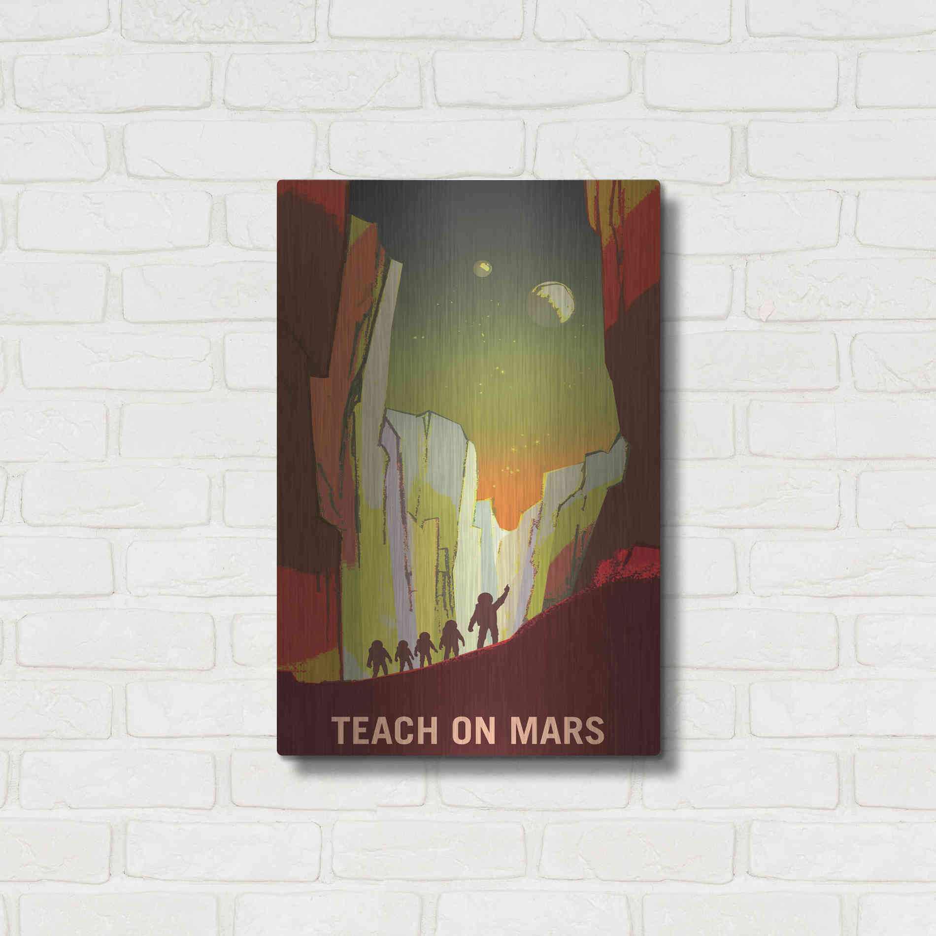 Luxe Metal Art 'Mars Explorer Series: Teach on Mars' Space Metal Wall Art,16x24