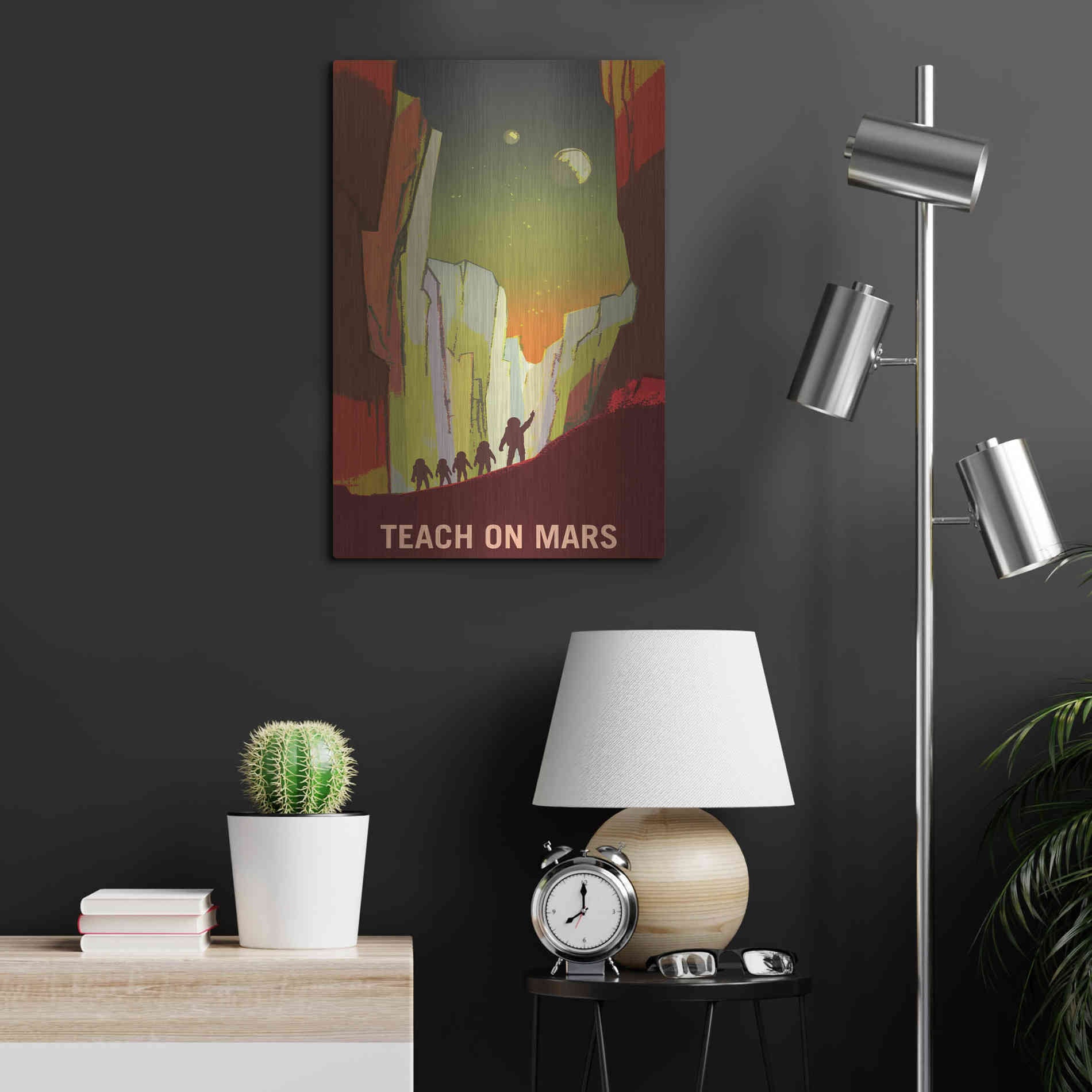 Luxe Metal Art 'Mars Explorer Series: Teach on Mars' Space Metal Wall Art,16x24