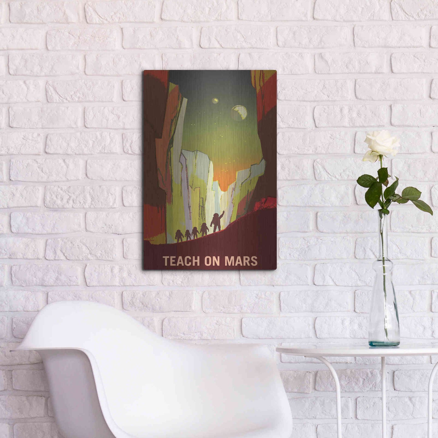 Luxe Metal Art 'Mars Explorer Series: Teach on Mars' Space Metal Wall Art,16x24
