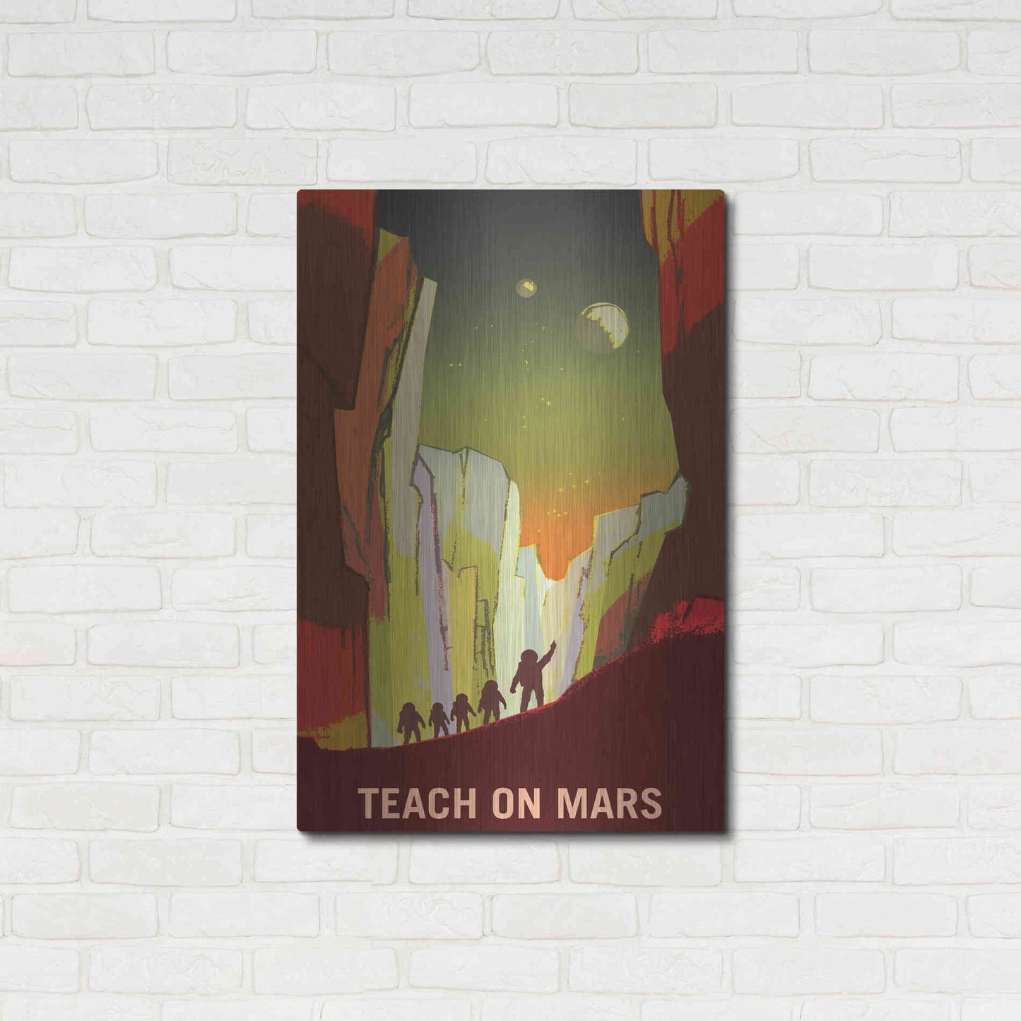 Luxe Metal Art 'Mars Explorer Series: Teach on Mars' Space Metal Wall Art,24x36
