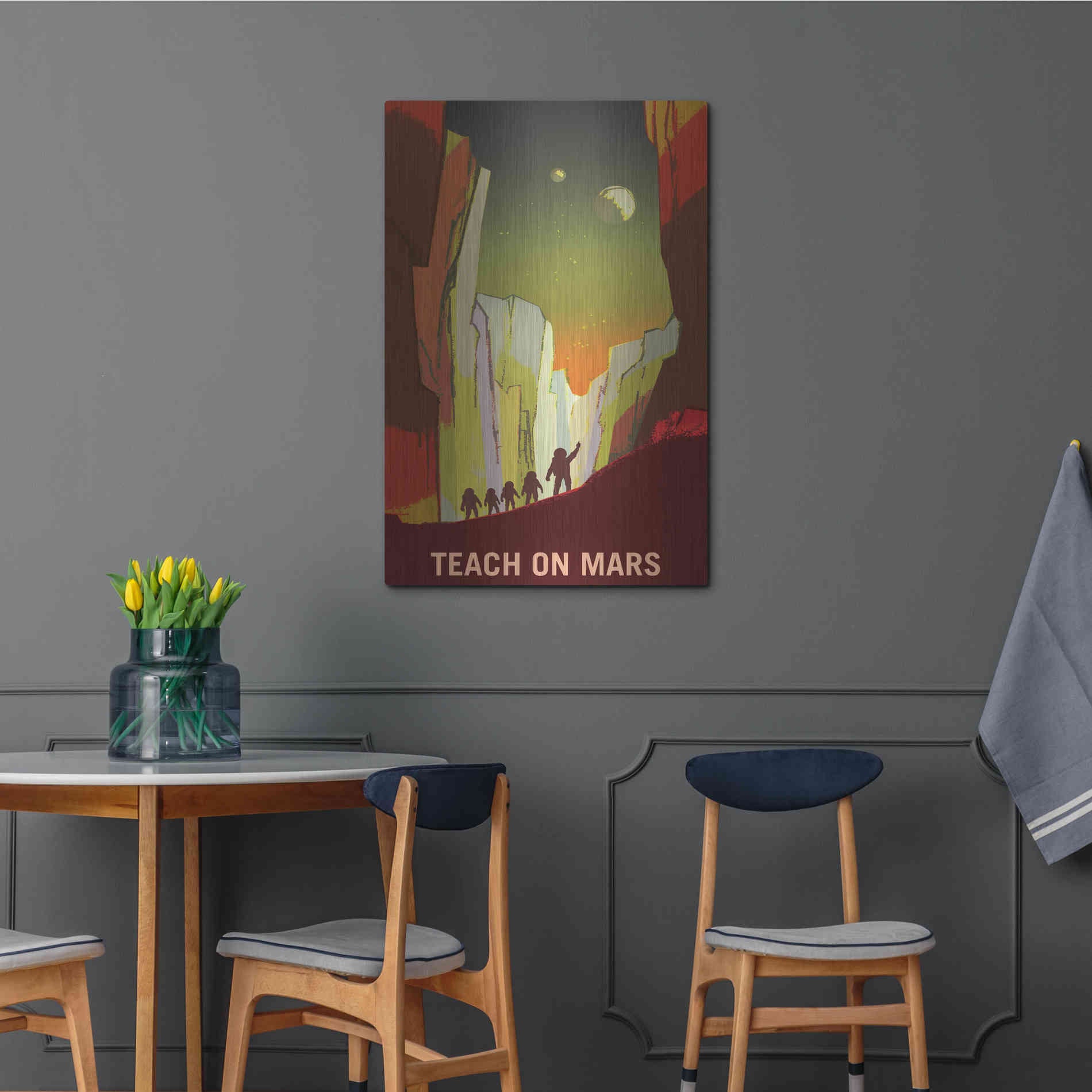 Luxe Metal Art 'Mars Explorer Series: Teach on Mars' Space Metal Wall Art,24x36