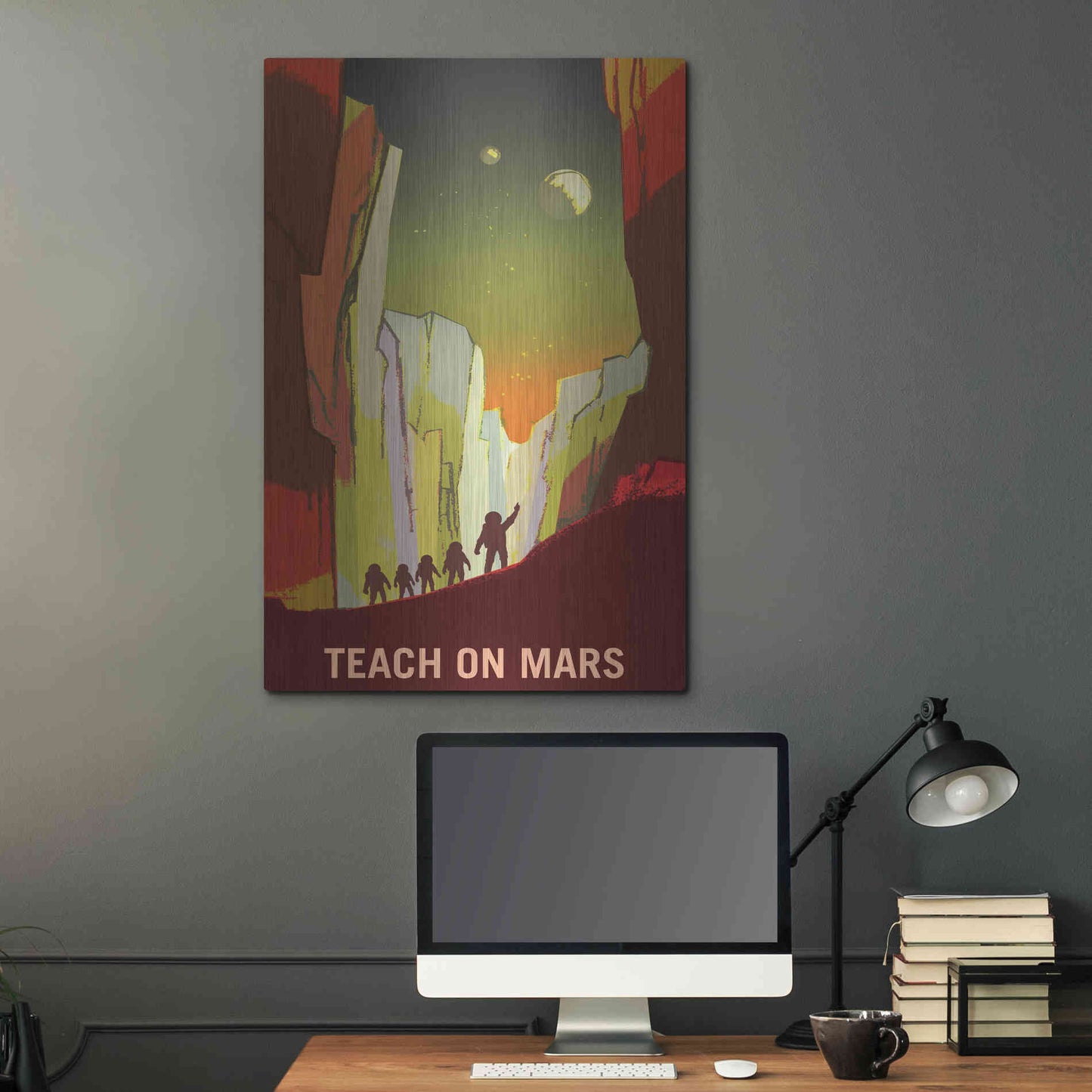 Luxe Metal Art 'Mars Explorer Series: Teach on Mars' Space Metal Wall Art,24x36
