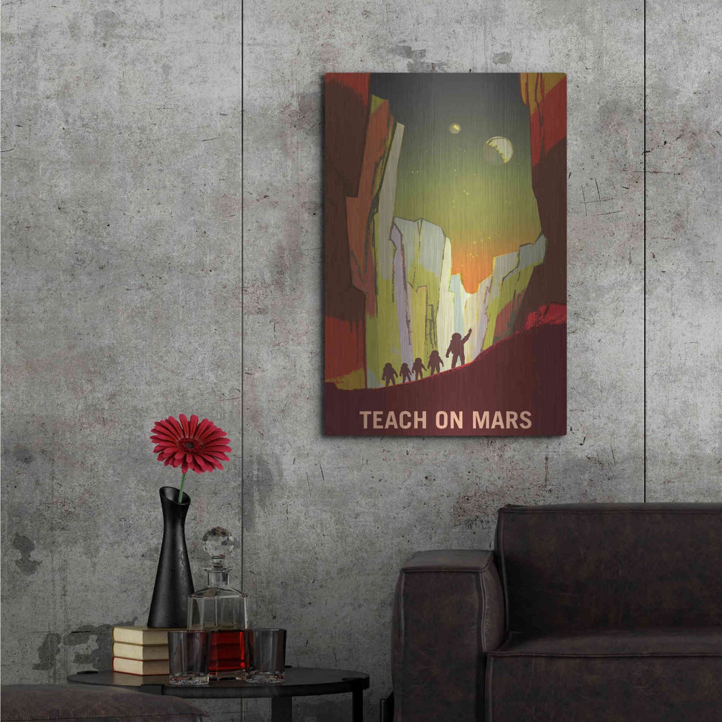 Luxe Metal Art 'Mars Explorer Series: Teach on Mars' Space Metal Wall Art,24x36