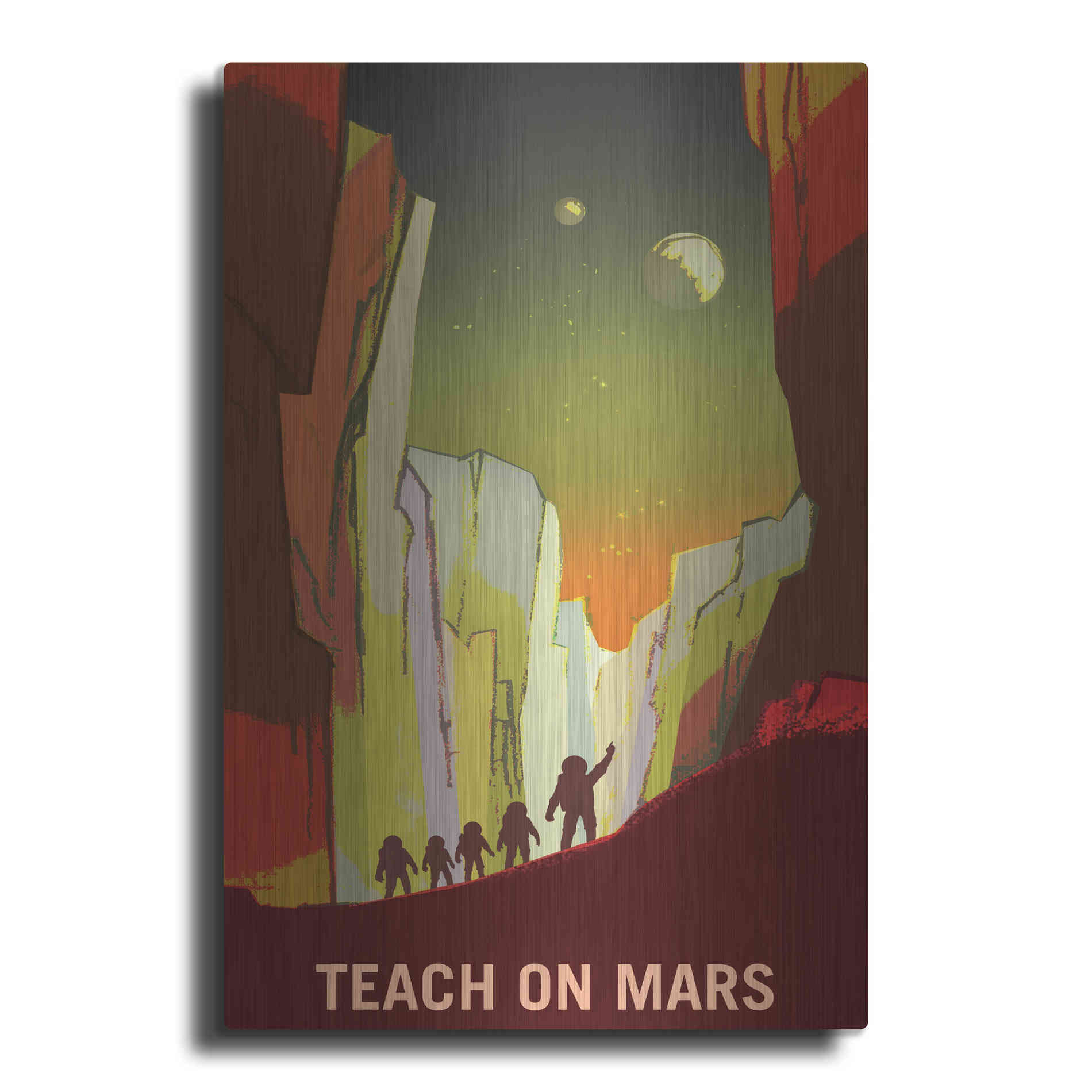 Luxe Metal Art 'Mars Explorer Series: Teach on Mars' Space Metal Wall Art