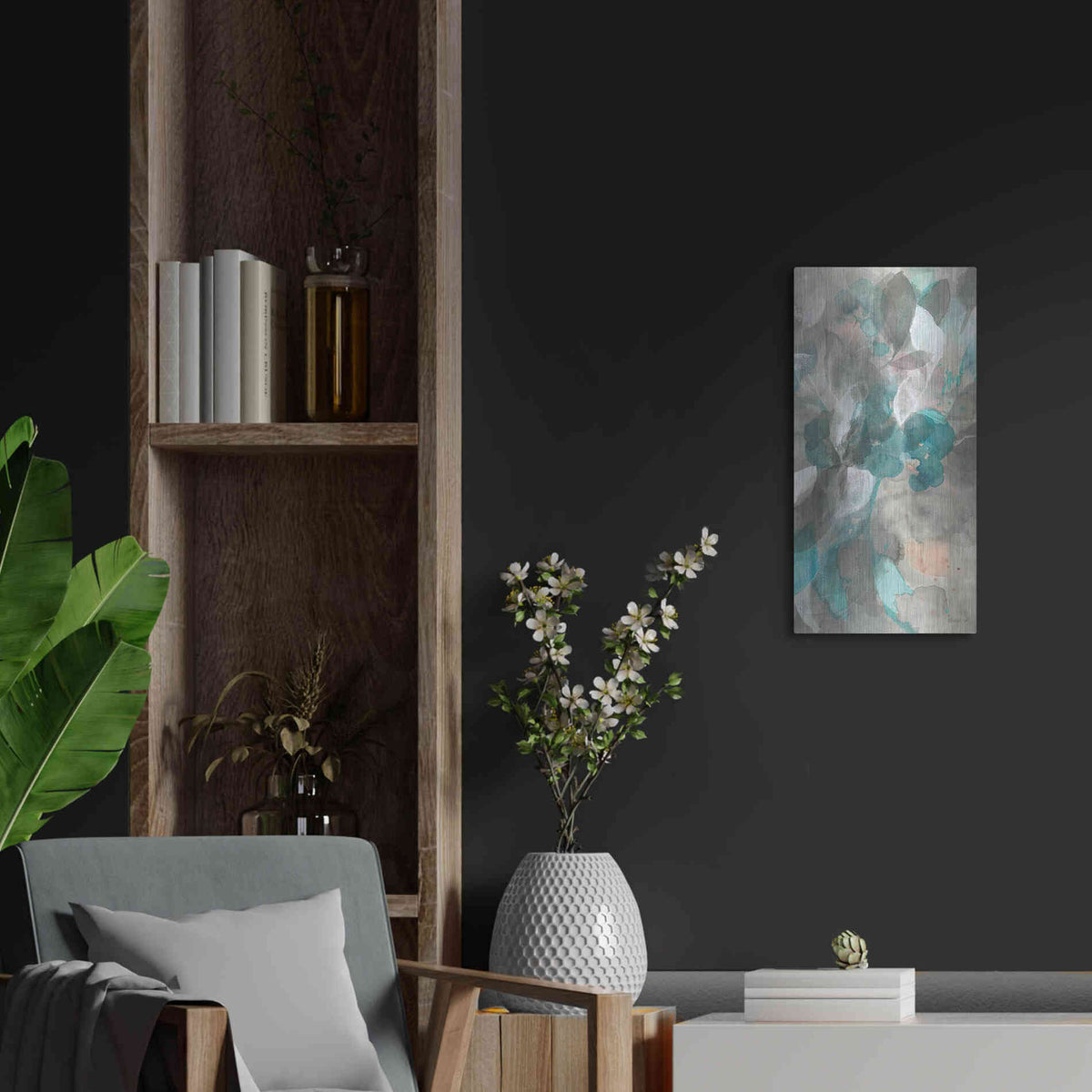 Luxe Metal Art 'Abstract Nature III' by Danhui Nai, Metal Wall Art,12x24