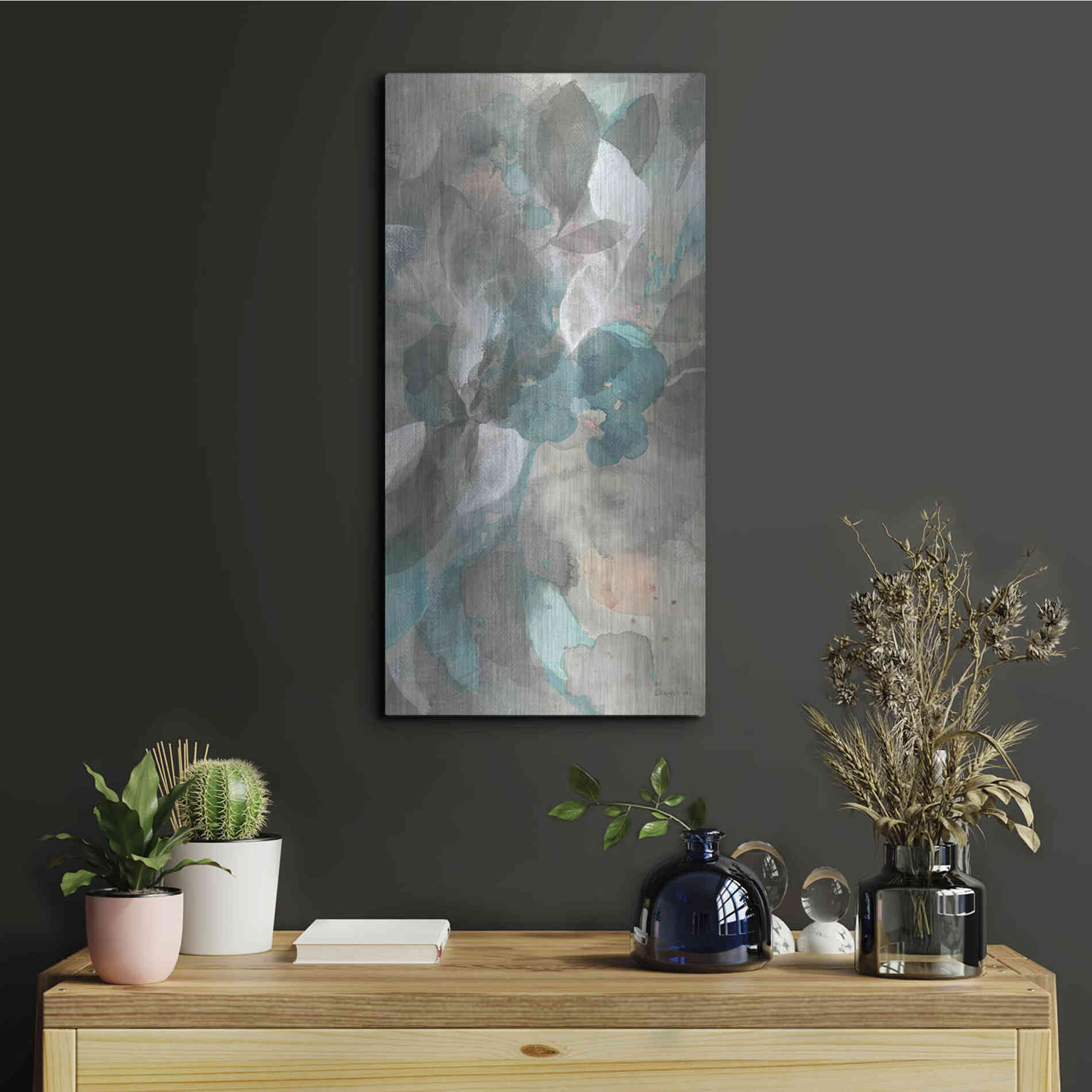 Luxe Metal Art 'Abstract Nature III' by Danhui Nai, Metal Wall Art,12x24