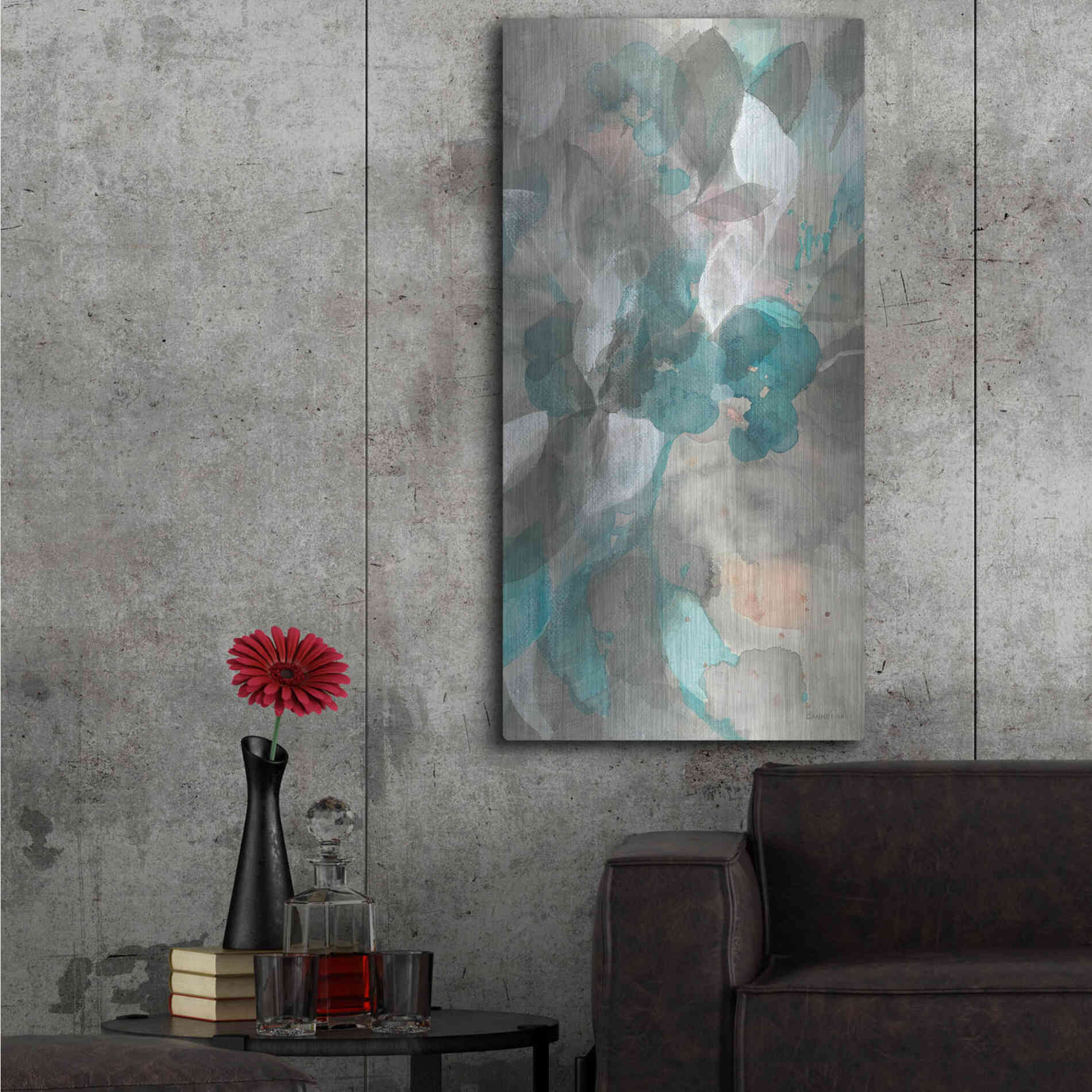 Luxe Metal Art 'Abstract Nature III' by Danhui Nai, Metal Wall Art,24x48