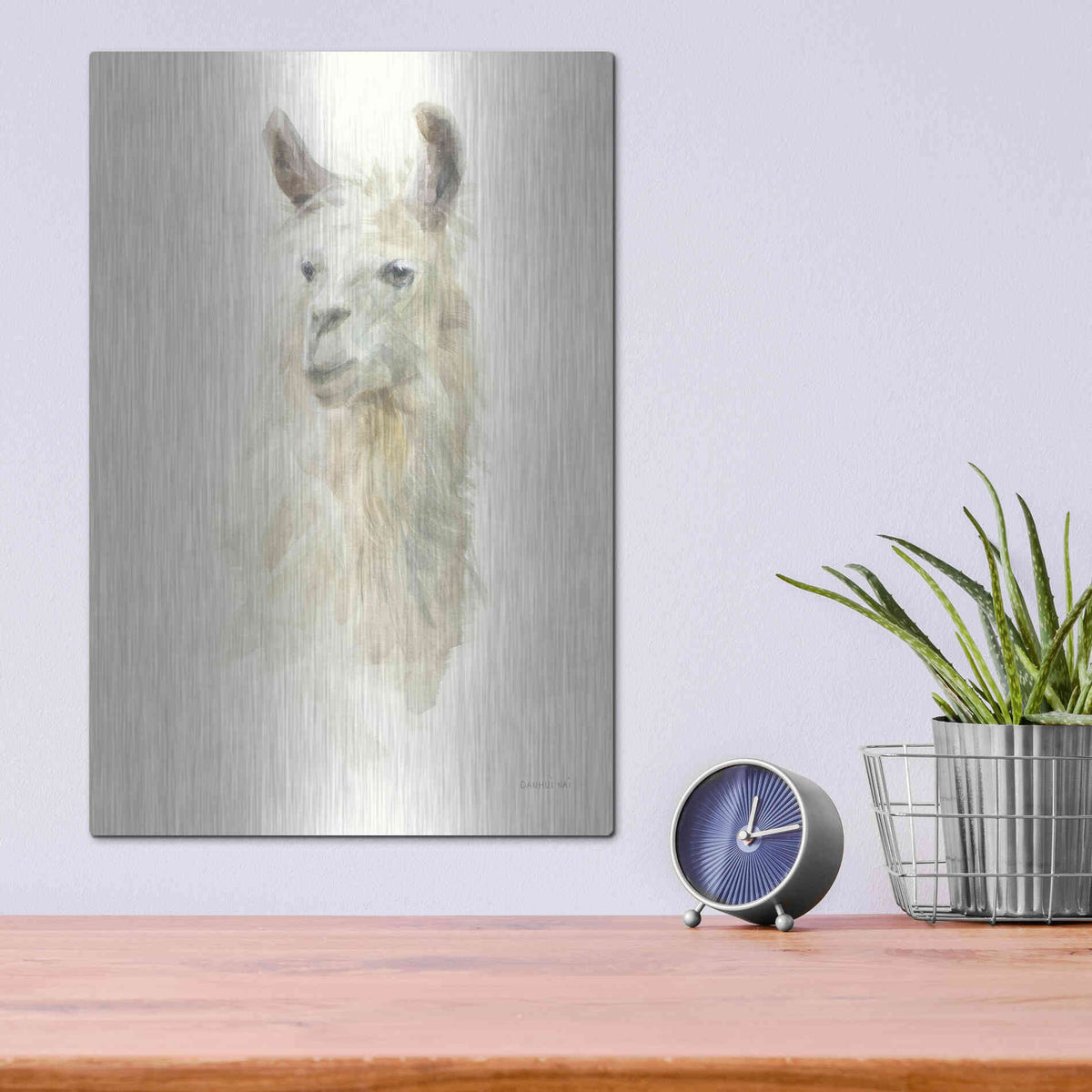 Luxe Metal Art 'Classic Llamas II' by Danhui Nai, Metal Wall Art,12x16