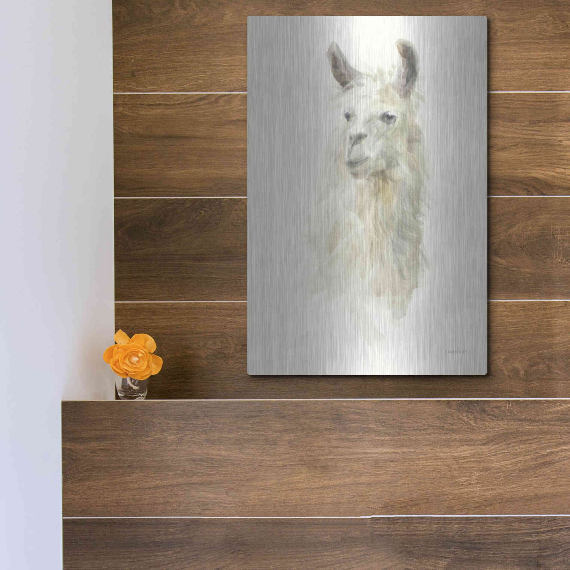 Luxe Metal Art 'Classic Llamas II' by Danhui Nai, Metal Wall Art,12x16