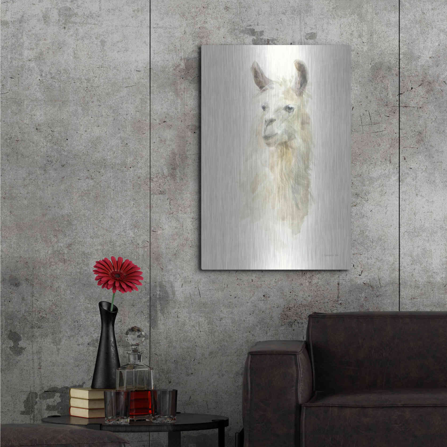 Luxe Metal Art 'Classic Llamas II' by Danhui Nai, Metal Wall Art,24x36