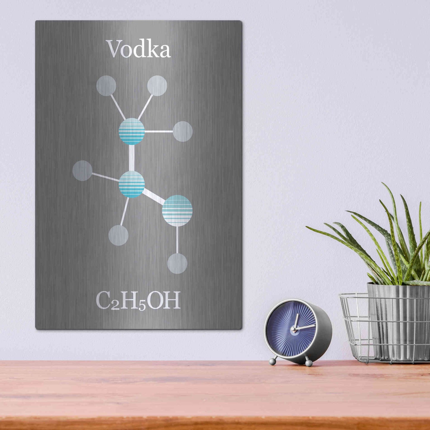 Luxe Metal Art 'Vodka Molecule' by Epic Portfolio, Metal Wall Art,12x16