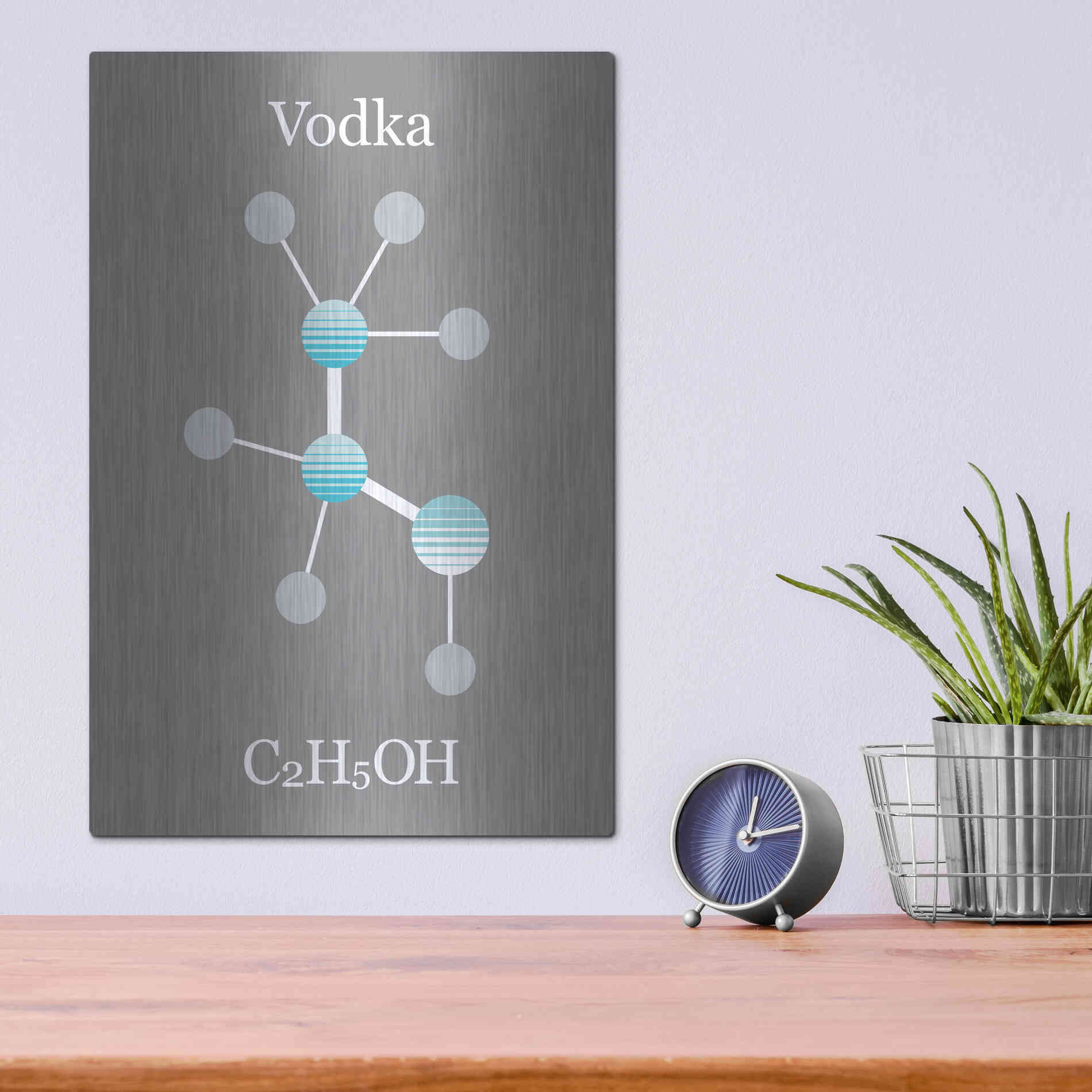 Luxe Metal Art 'Vodka Molecule' by Epic Portfolio, Metal Wall Art,12x16