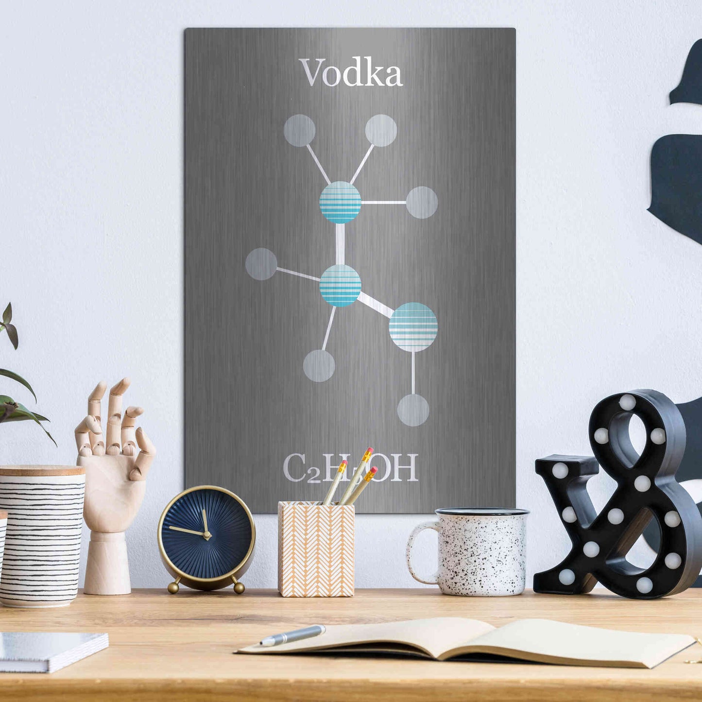 Luxe Metal Art 'Vodka Molecule' by Epic Portfolio, Metal Wall Art,12x16