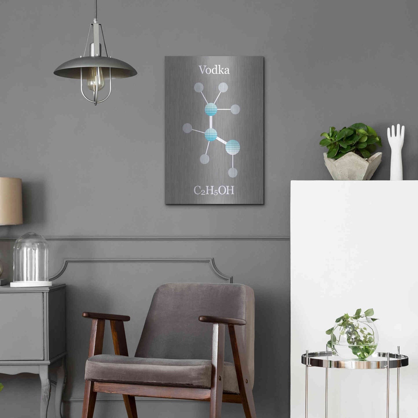 Luxe Metal Art 'Vodka Molecule' by Epic Portfolio, Metal Wall Art,16x24