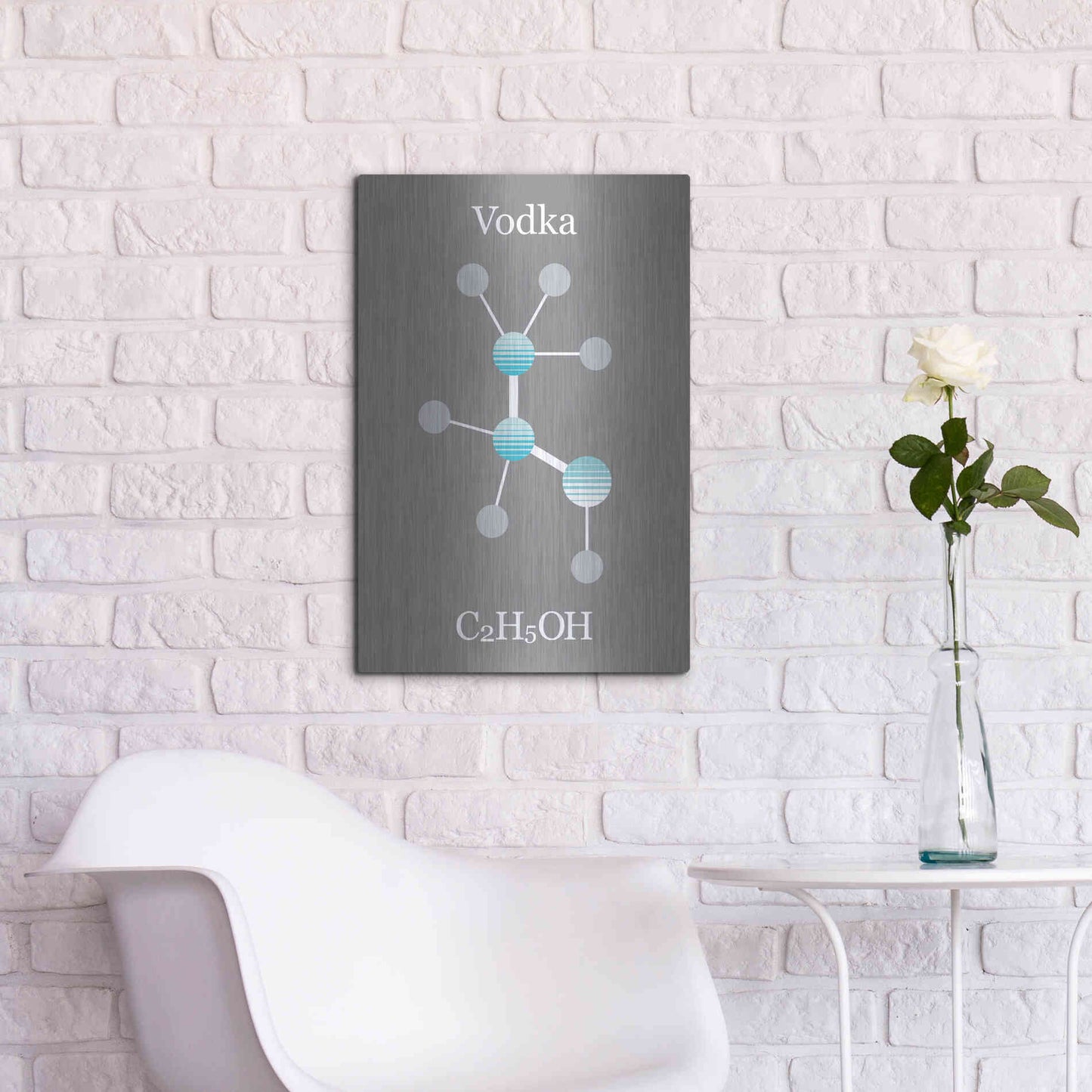 Luxe Metal Art 'Vodka Molecule' by Epic Portfolio, Metal Wall Art,16x24