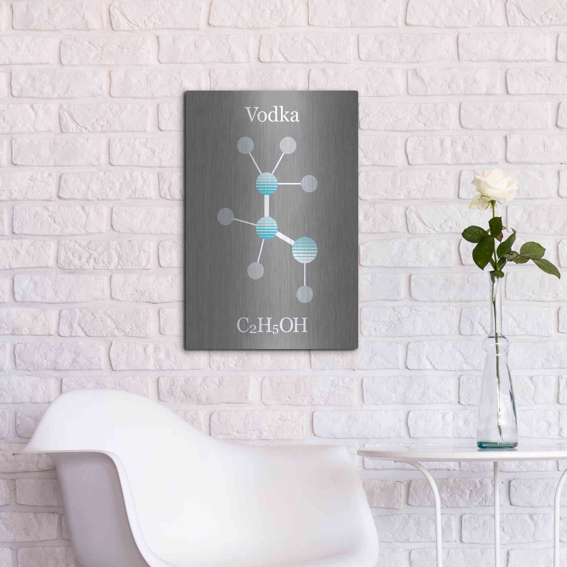 Luxe Metal Art 'Vodka Molecule' by Epic Portfolio, Metal Wall Art,16x24