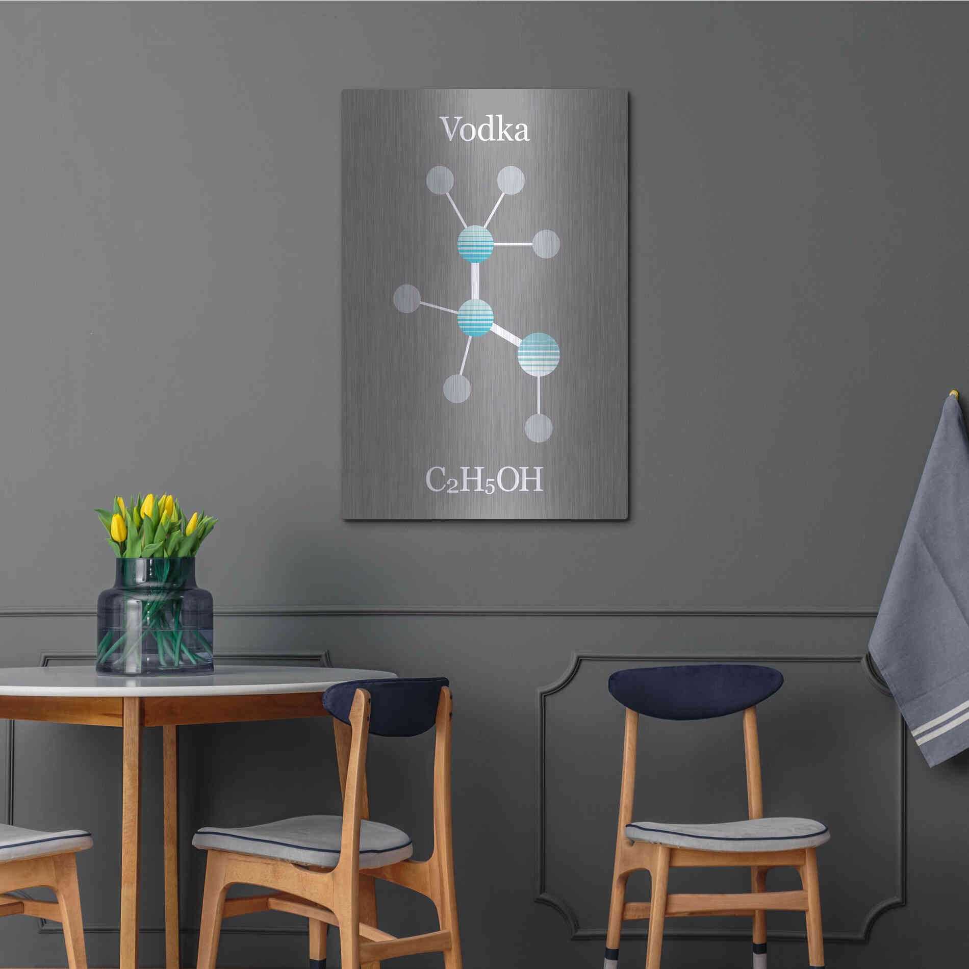 Luxe Metal Art 'Vodka Molecule' by Epic Portfolio, Metal Wall Art,24x36