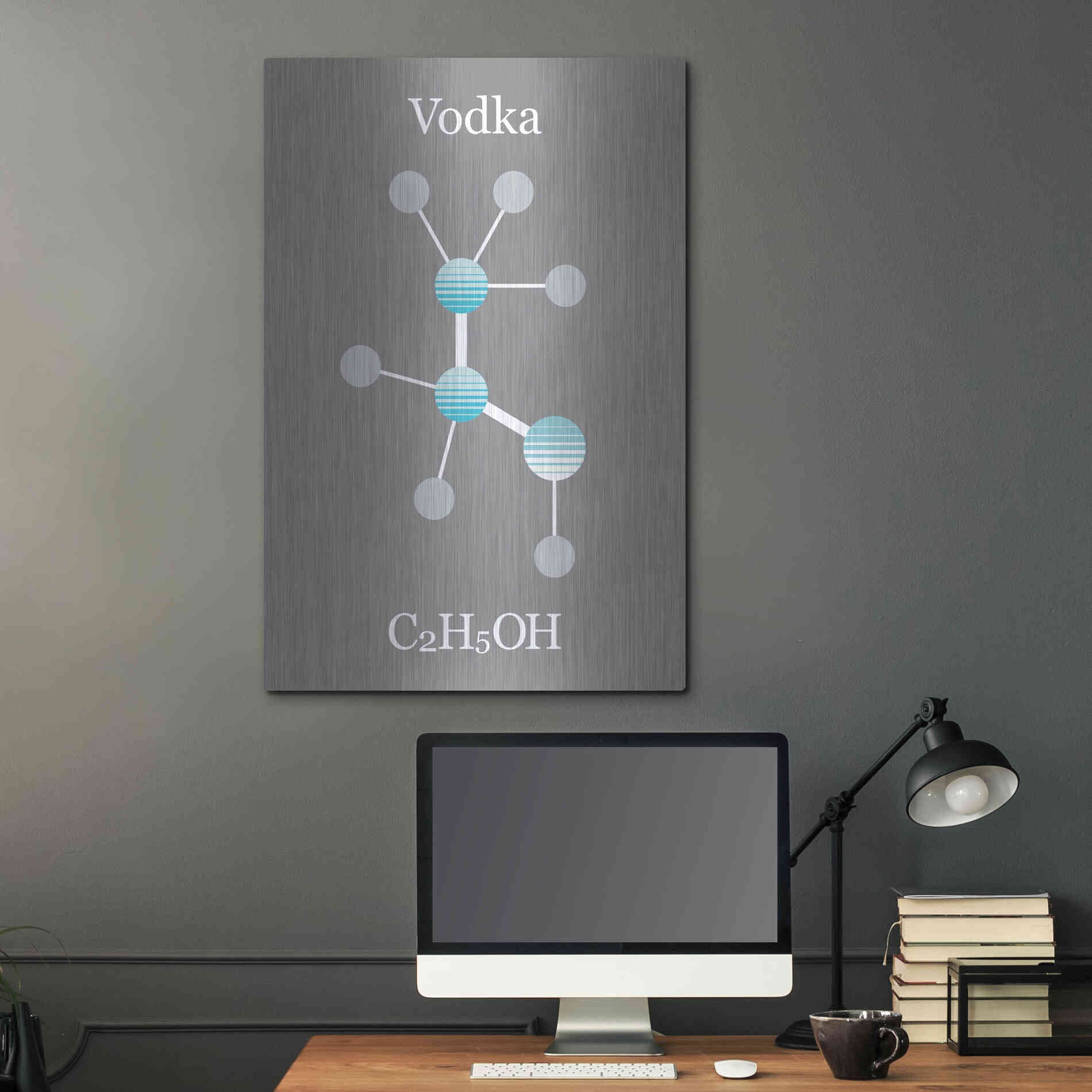 Luxe Metal Art 'Vodka Molecule' by Epic Portfolio, Metal Wall Art,24x36