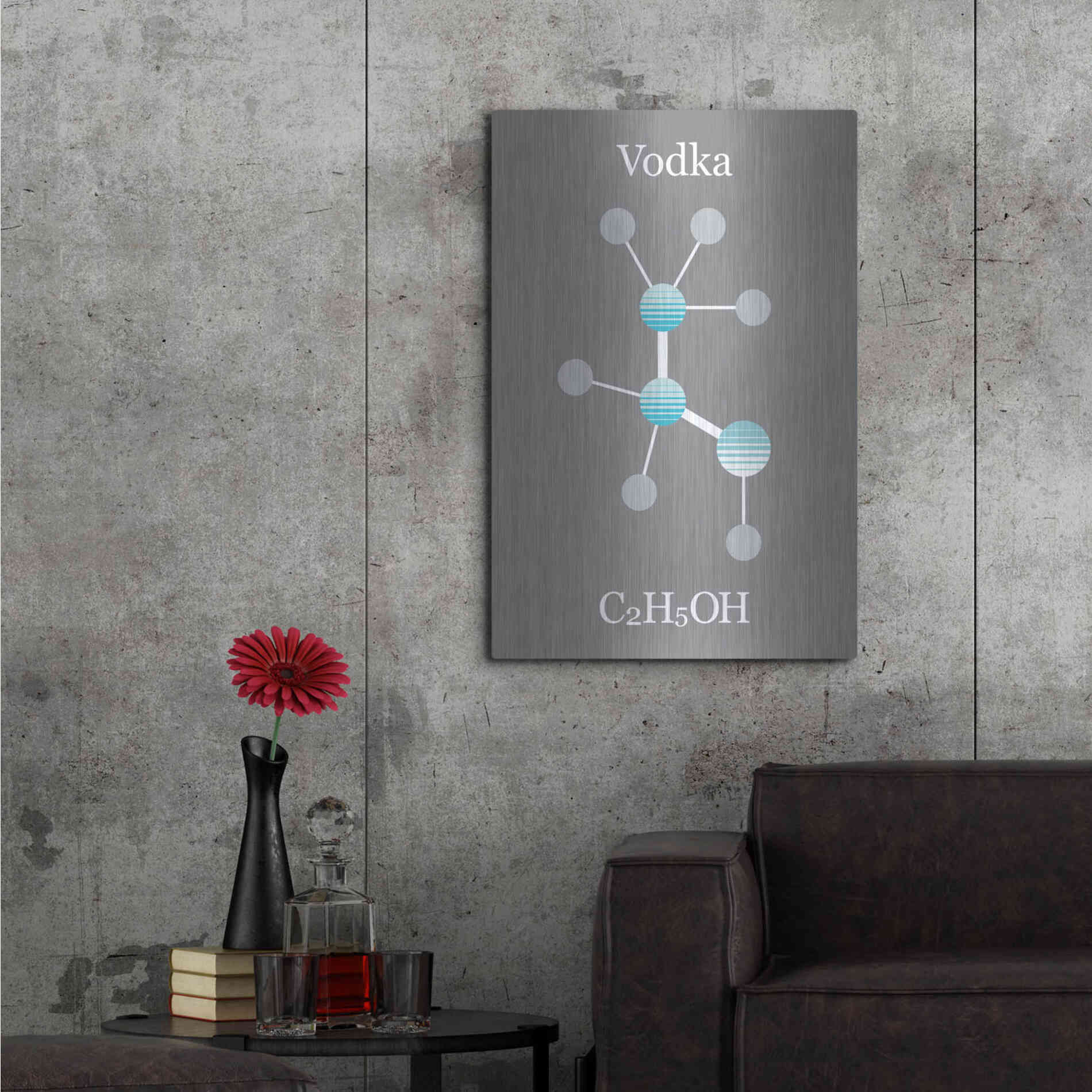 Luxe Metal Art 'Vodka Molecule' by Epic Portfolio, Metal Wall Art,24x36