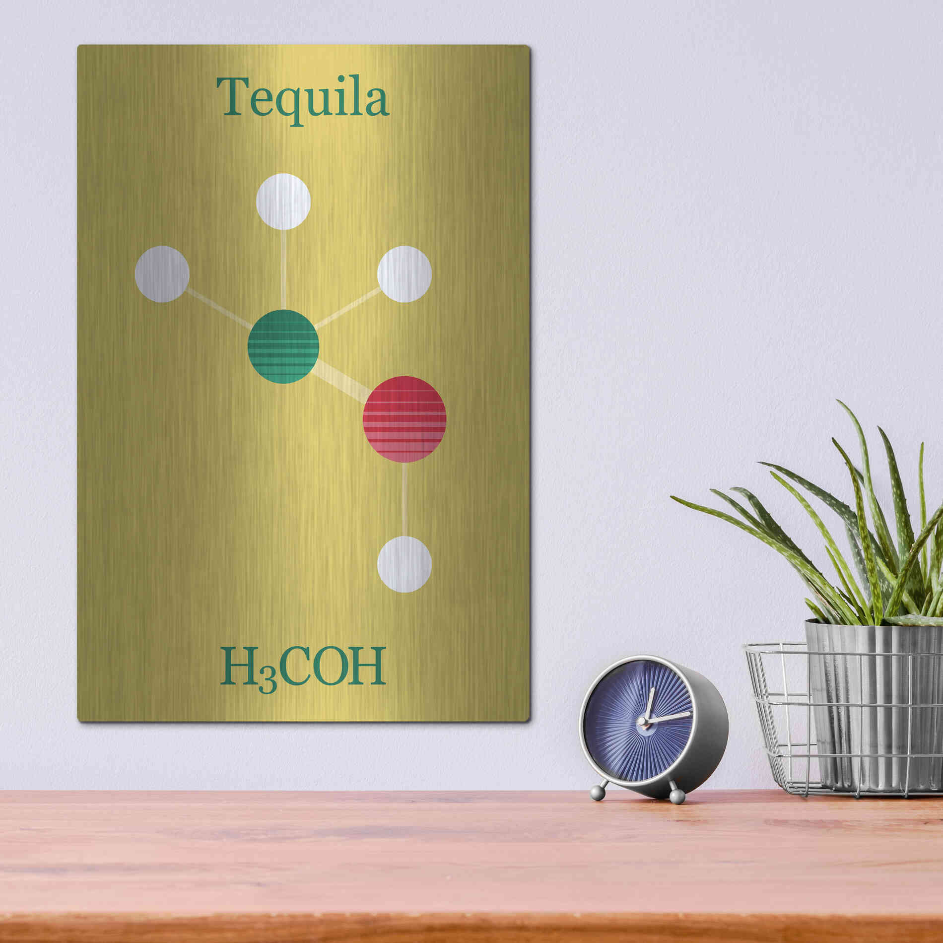 Luxe Metal Art 'Tequila Molecule' by Epic Portfolio, Metal Wall Art,12x16