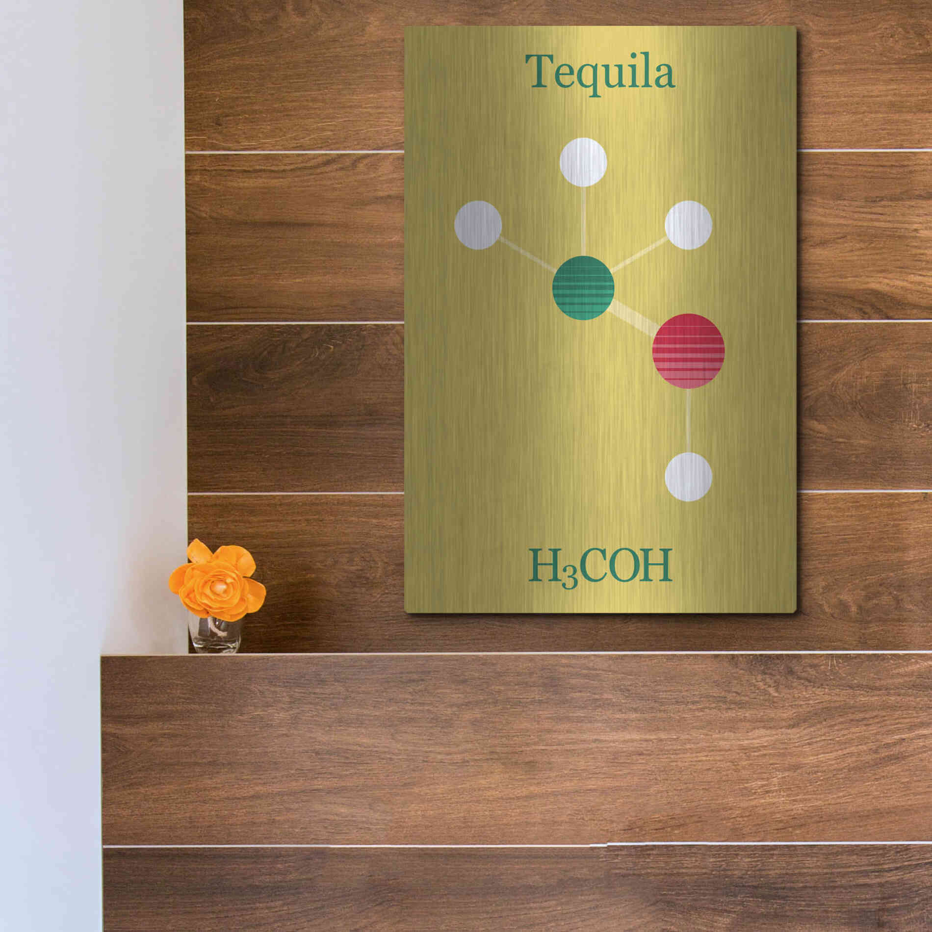 Luxe Metal Art 'Tequila Molecule' by Epic Portfolio, Metal Wall Art,12x16