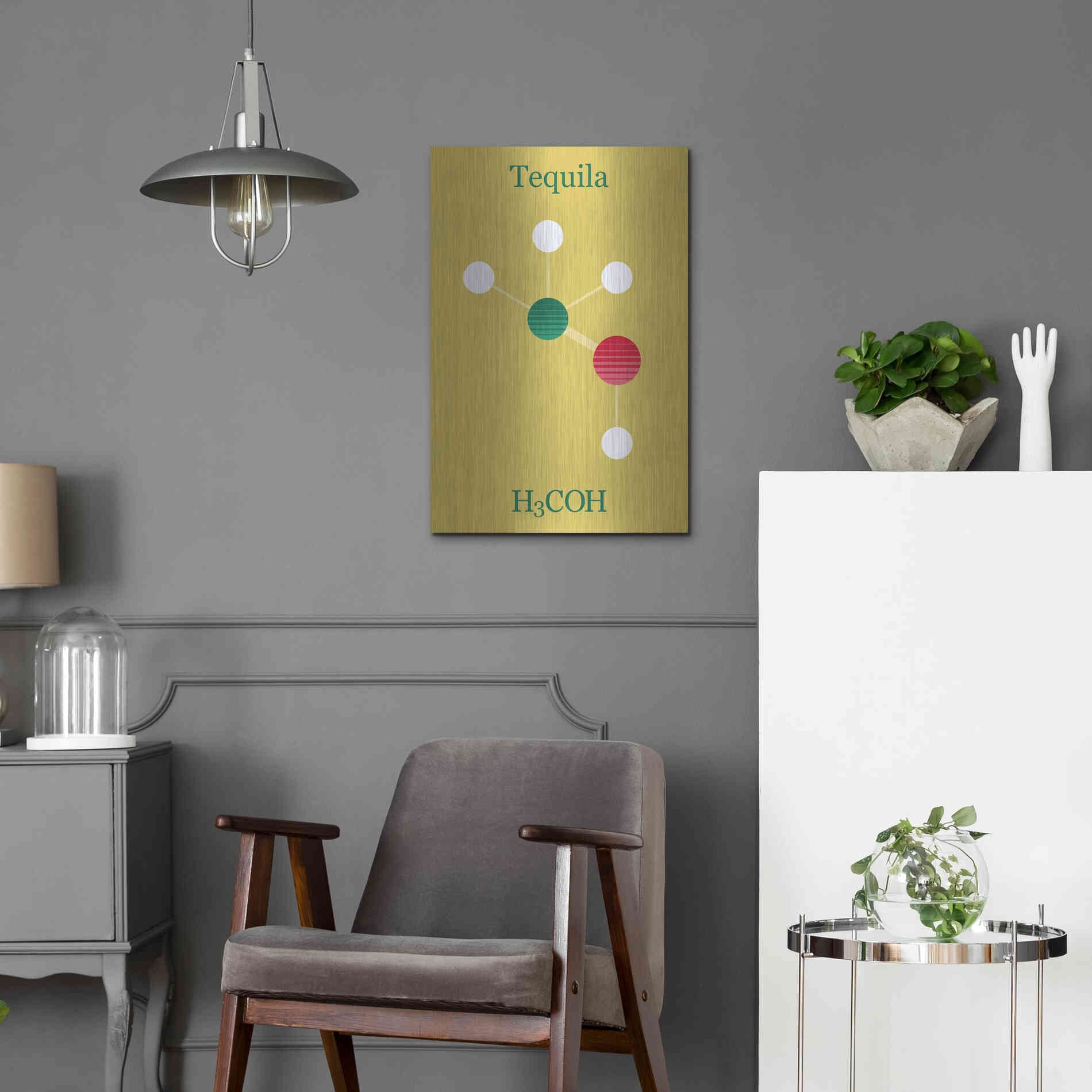 Luxe Metal Art 'Tequila Molecule' by Epic Portfolio, Metal Wall Art,16x24